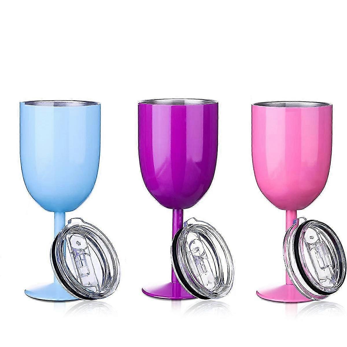 Vinglas i rustfrit stål med stilk og låg, dobbeltvægget, isoleret vingrus, ubrydeligt bæger