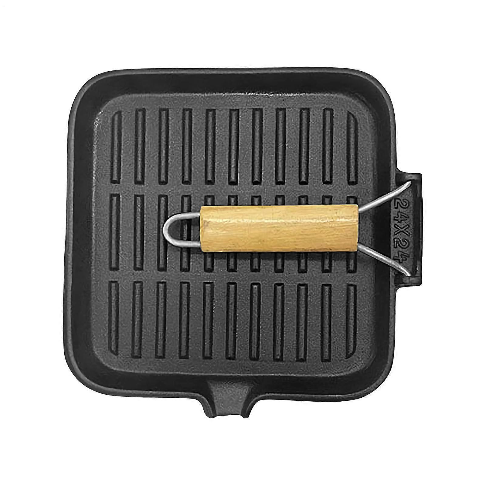 Cast Iron Pan With Foldable Handle Griddle Pan For Kitchen Cooking Baking Grilling Stove Oven Outdoors Campfire
