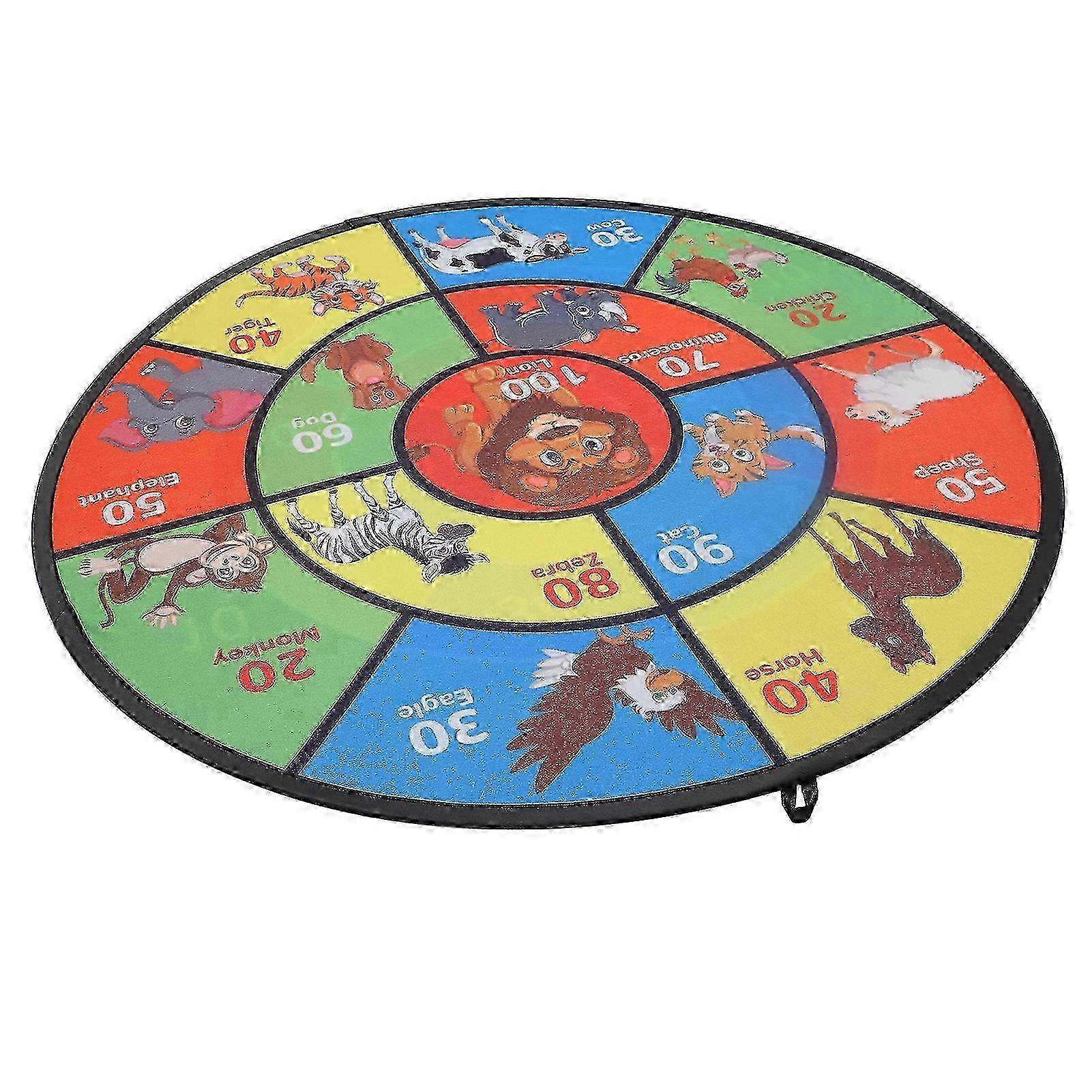 Double Sided Kids Dartboard Set - Animal Numbers Included - 6 Darts & 12 Adhesive Balls