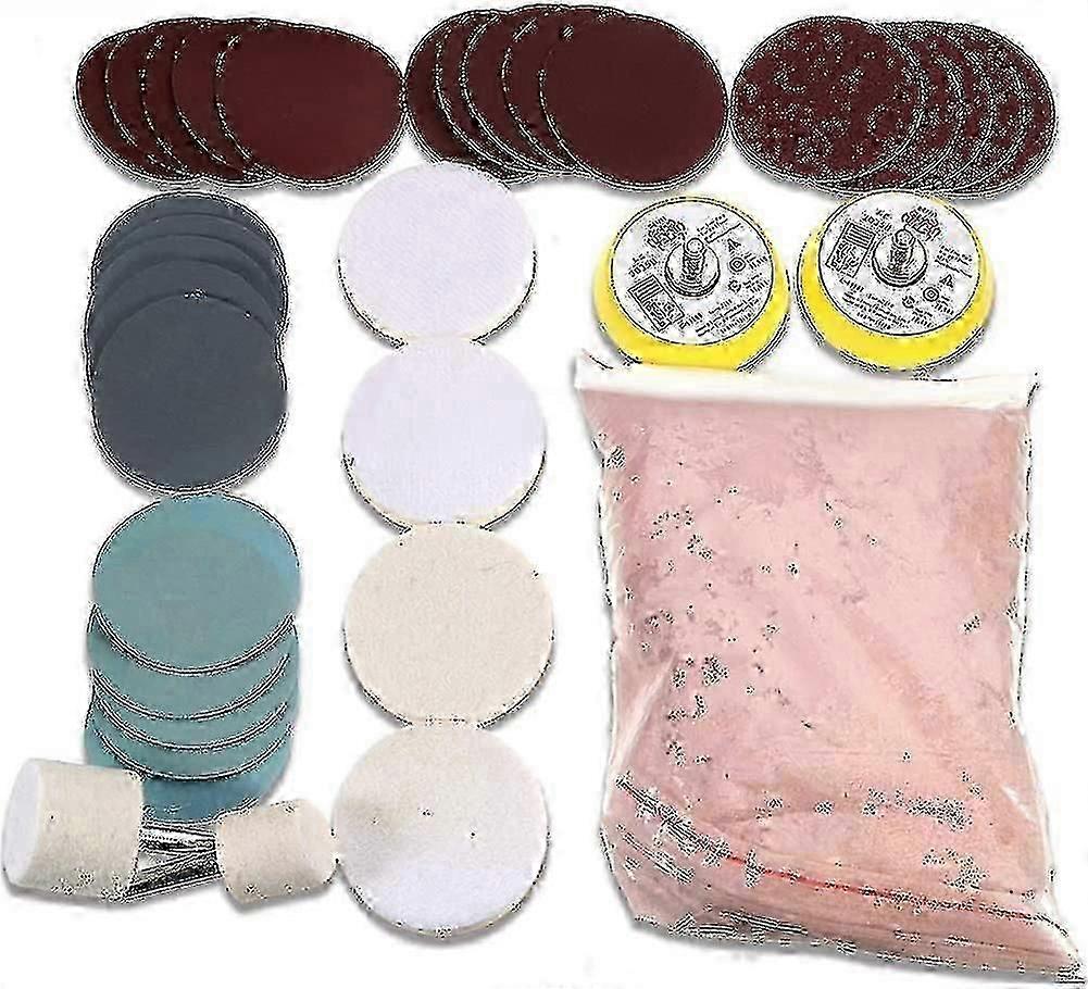 34 عبوة من أقراص تلميع الزجاج (230 جم من مسحوق أكسيد السيريوم ووسادات 50 مم) لإزالة الخدوش العميقة - XinHan