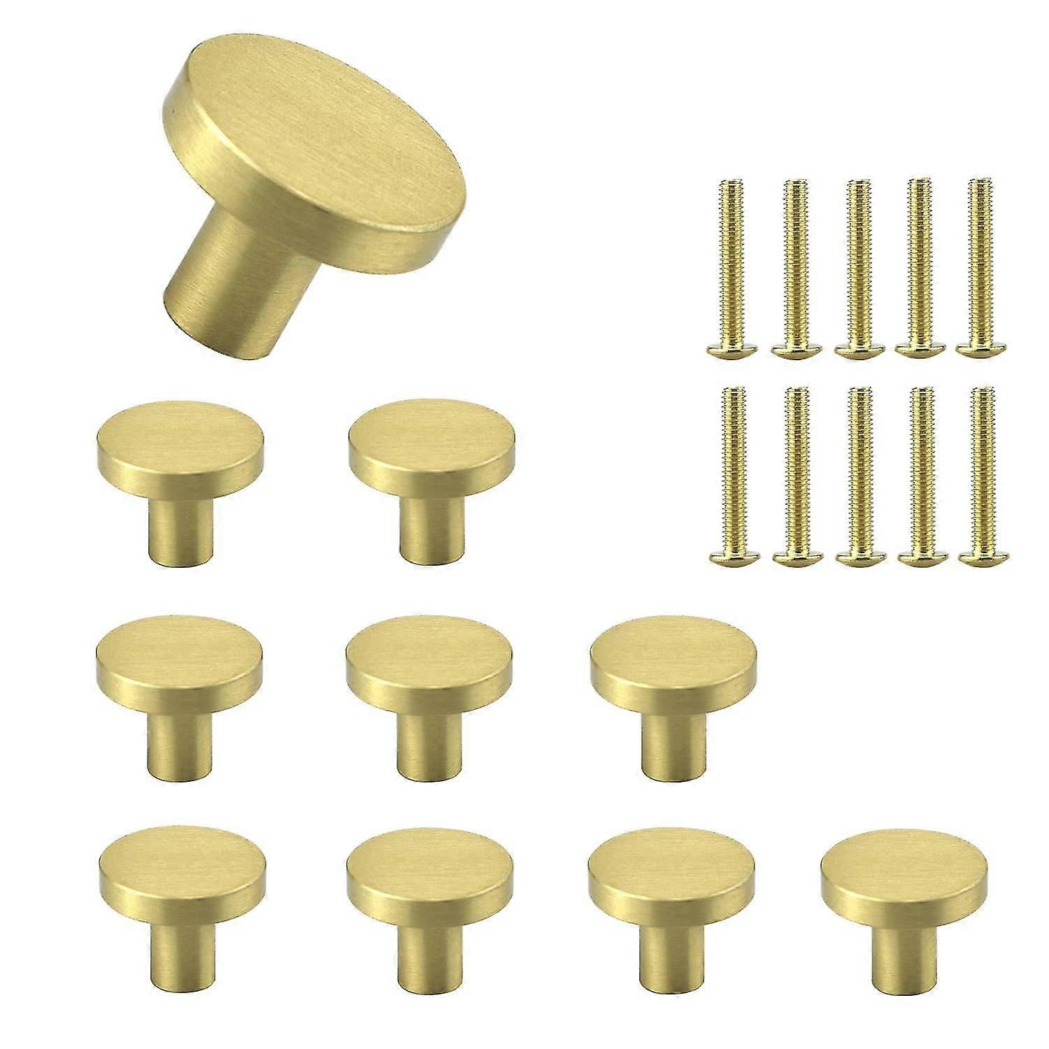 10 Sets Solid Brass Door Knobs Round Drawer Handles Metal Single-hole Pulls,used For Cabinets Kitchen Cupboards 20*20mm