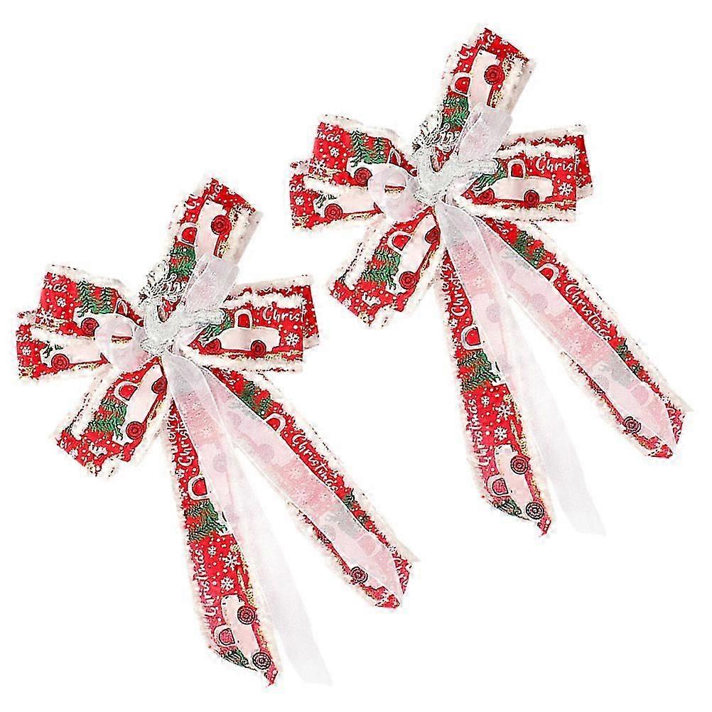 Bow Shape Christmas Bows Christmas Tree Topper 6 Pcs DIY Ribbon Bows For Festive Atmosphere