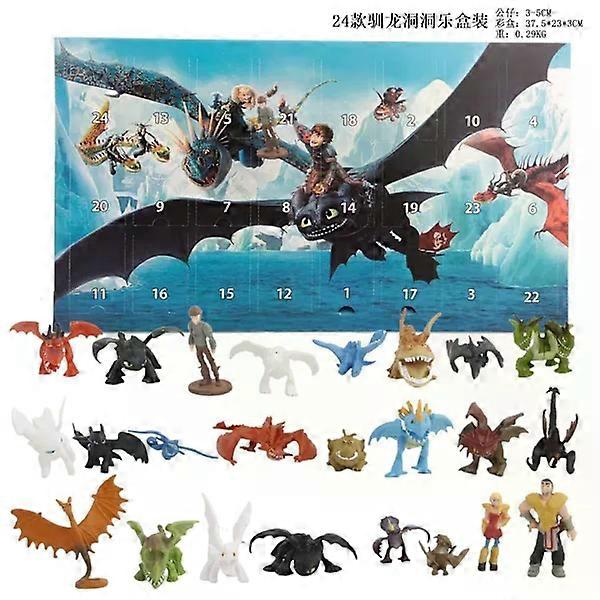 Gos-2024 לוח שנה אדוונט בובת צעצוע חג המולד 24 יום לוח שנה ספירה לאחור קופסת הפתעה מתנה דרקון-WELLNGS דרקון