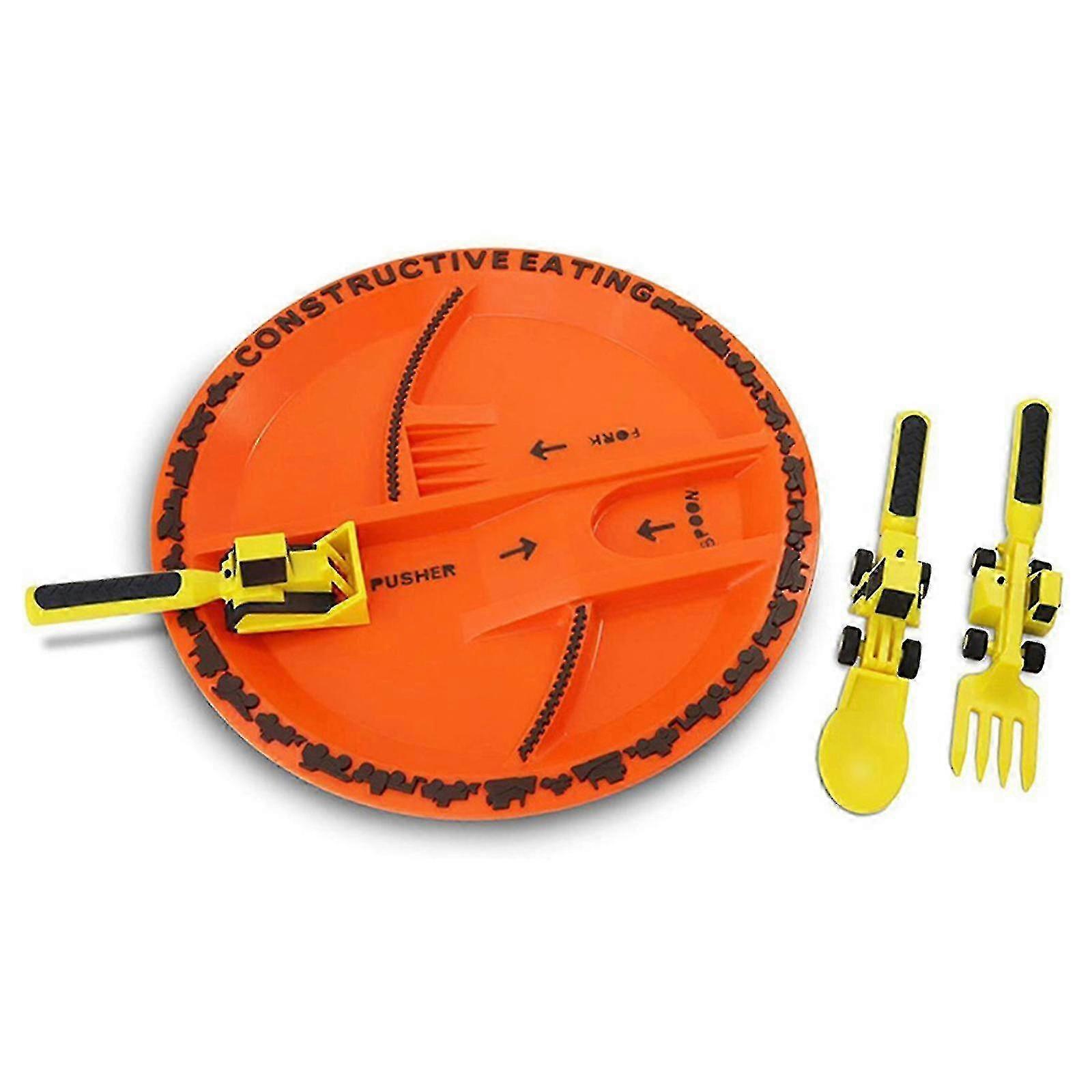 Bulldozer Toddler Plates