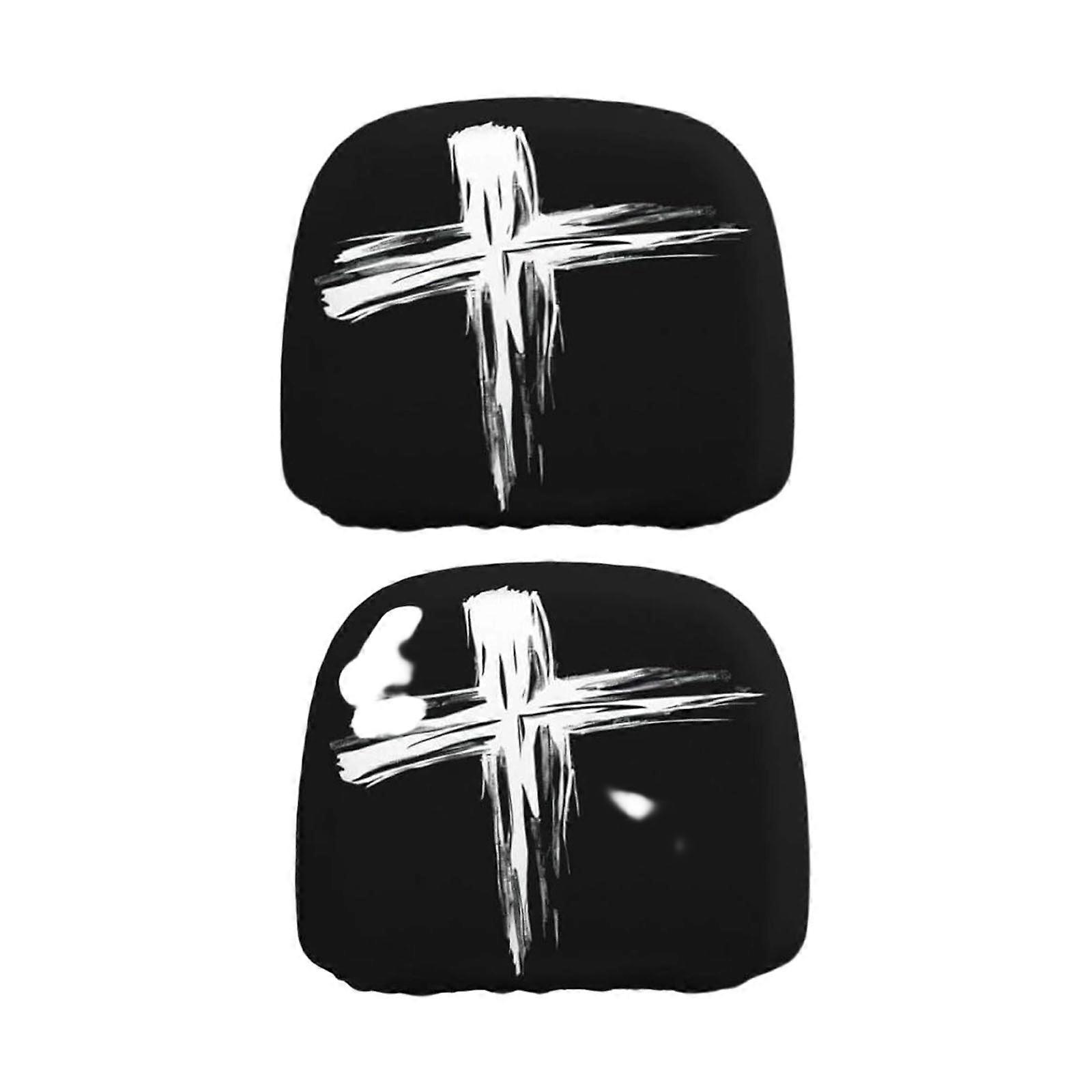 Easy Installation Halloween Skull Pattern Car Headrest Covers Breathable Polyester for Most Car SUV Multicolor