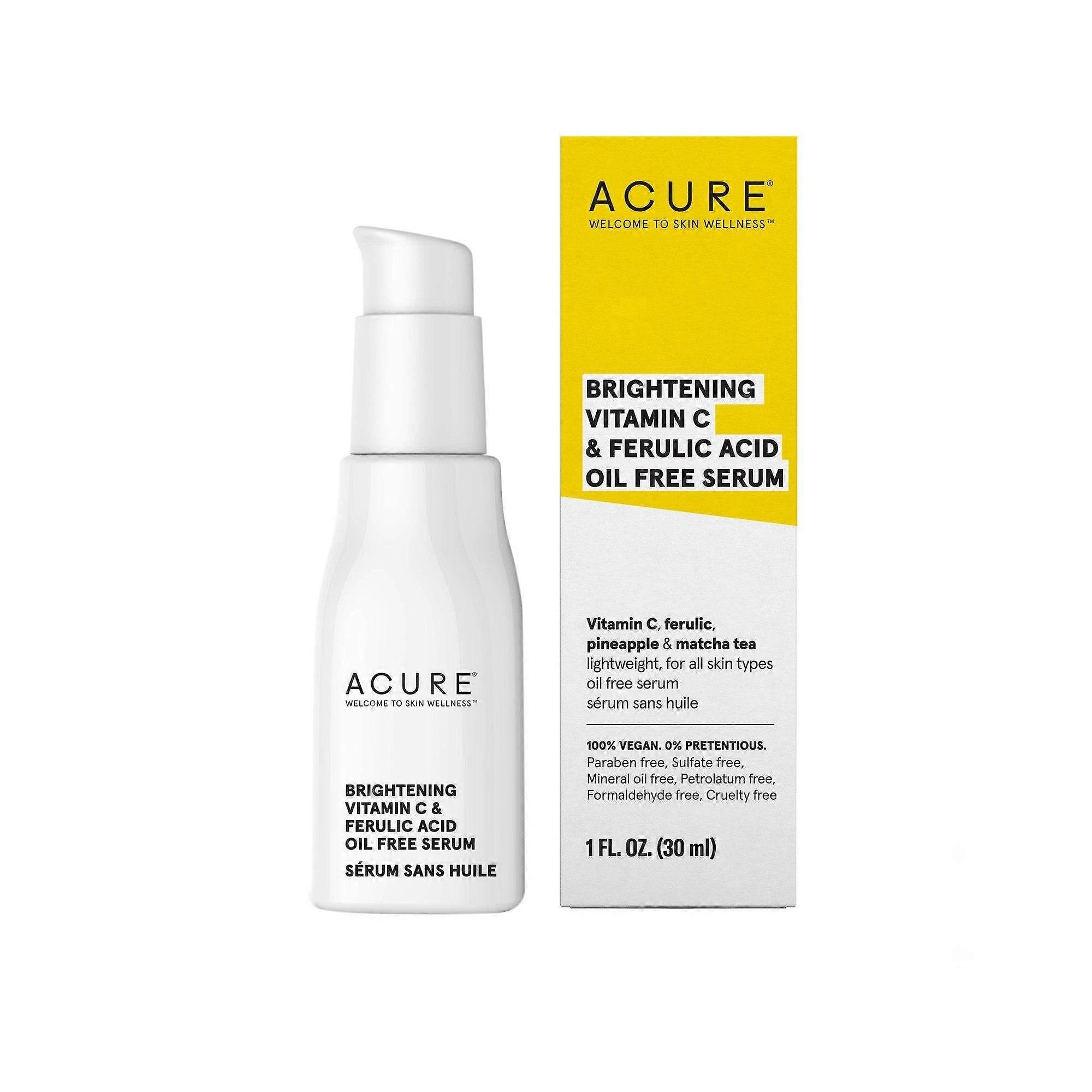 Acure Brightening Vitamin C & Ferulic Acid Oil Free Serum For Face 1 Oz