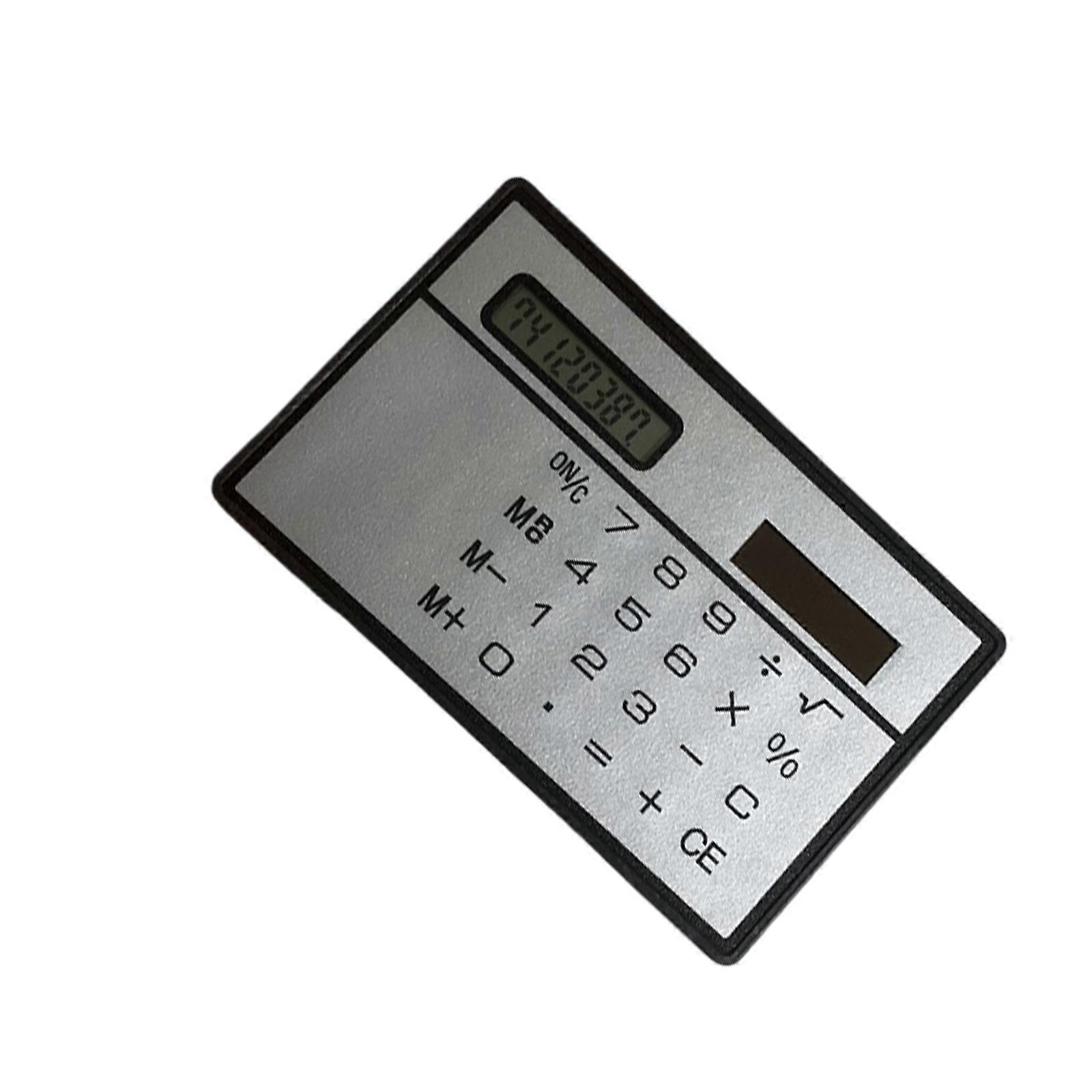 Pocket Sized 8 Digit Solar Calculator Thin Design Lightweight Durability ABS For Business Daily Use  silver