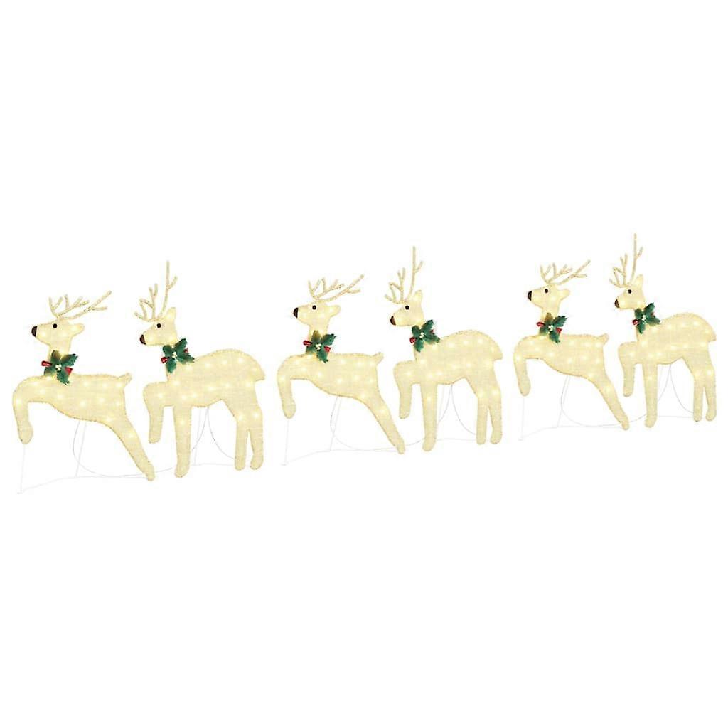 vidaXL LED Rendieren 6 pcs Goud Stof