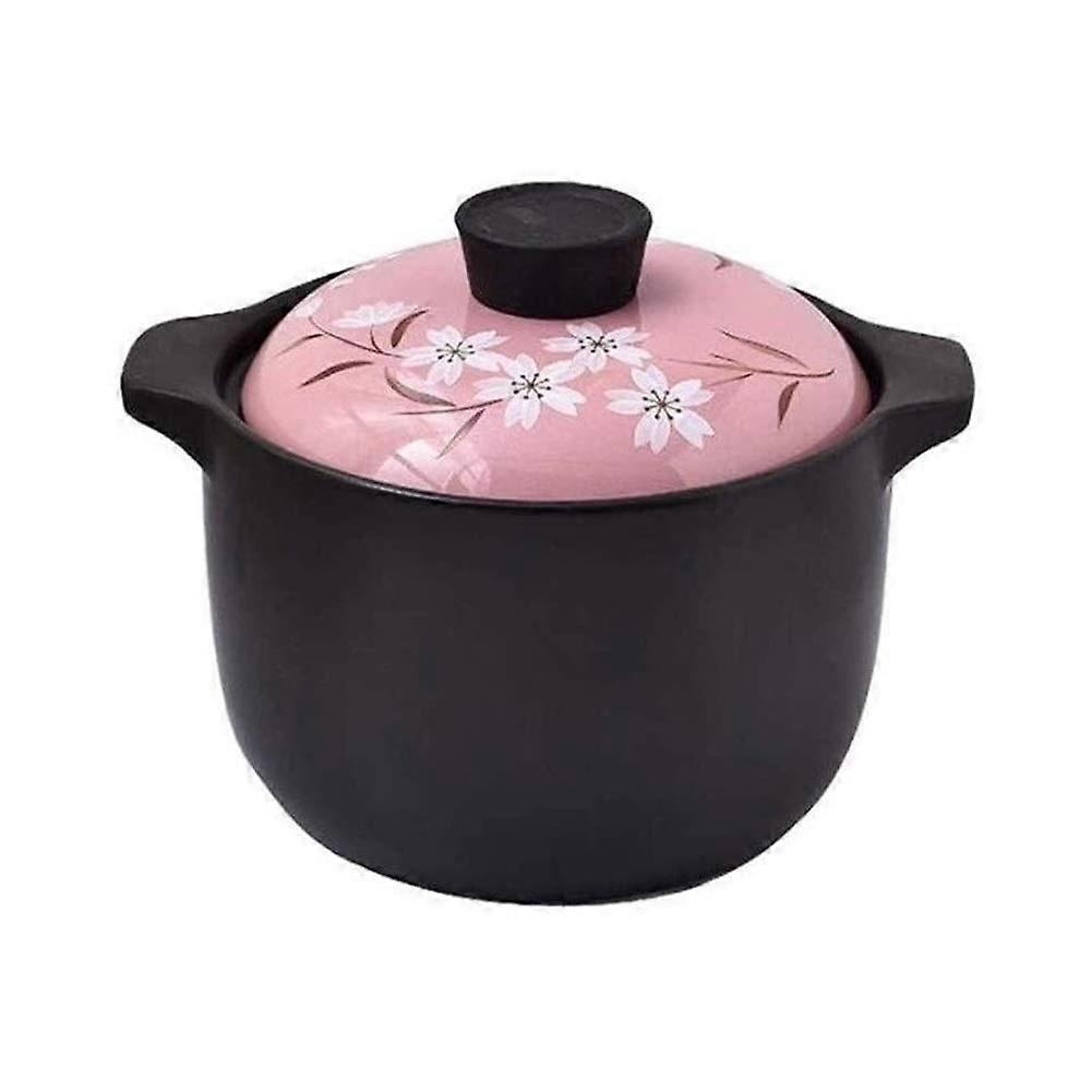Ceramic Casserole Pot with Lid for Rice Noodles Soup and Porridge, Open Flame Safe