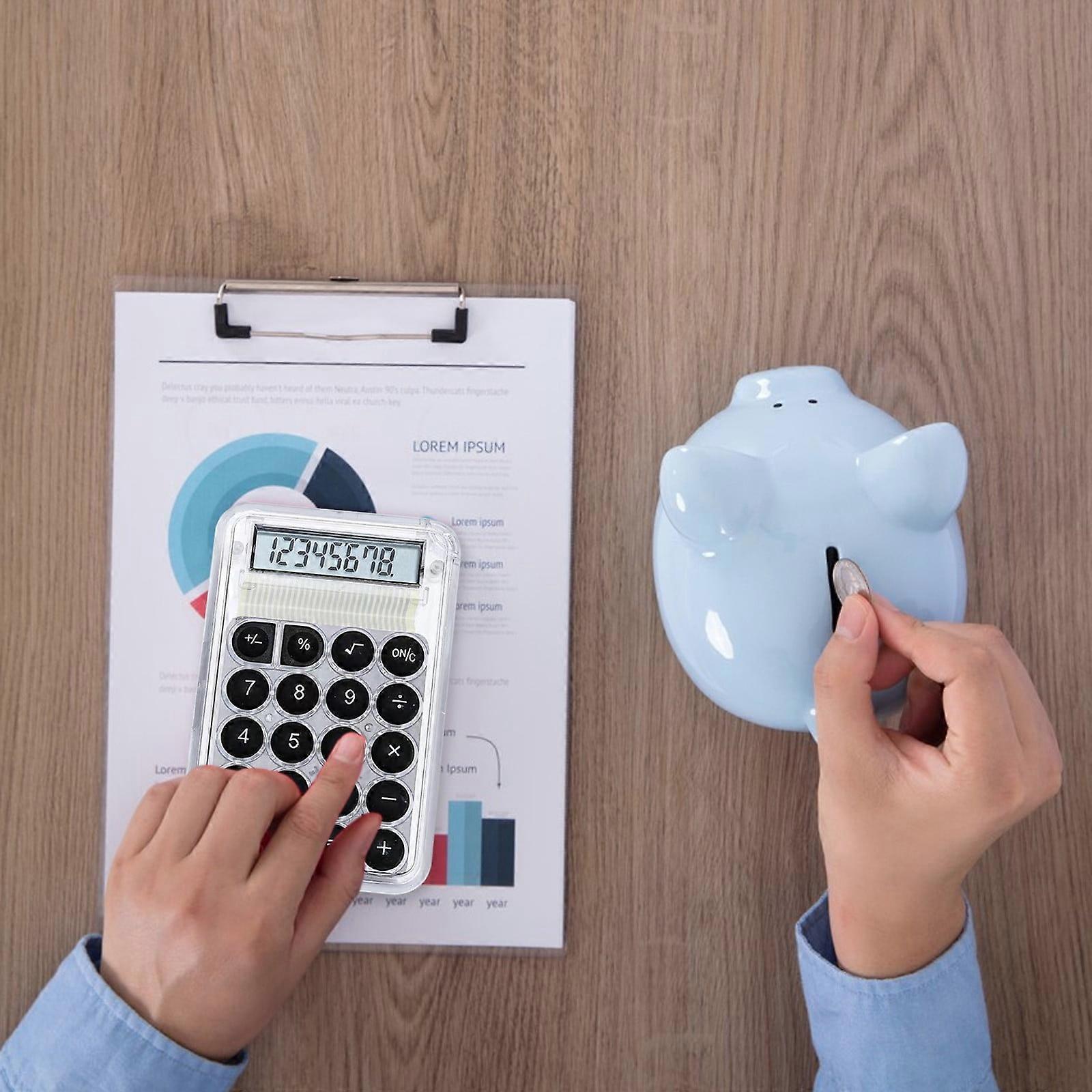 Slmotuae Cute Transparent Calculator - Students 8 Digit Standard Function Desktop Electronic Calculator, Compact Size