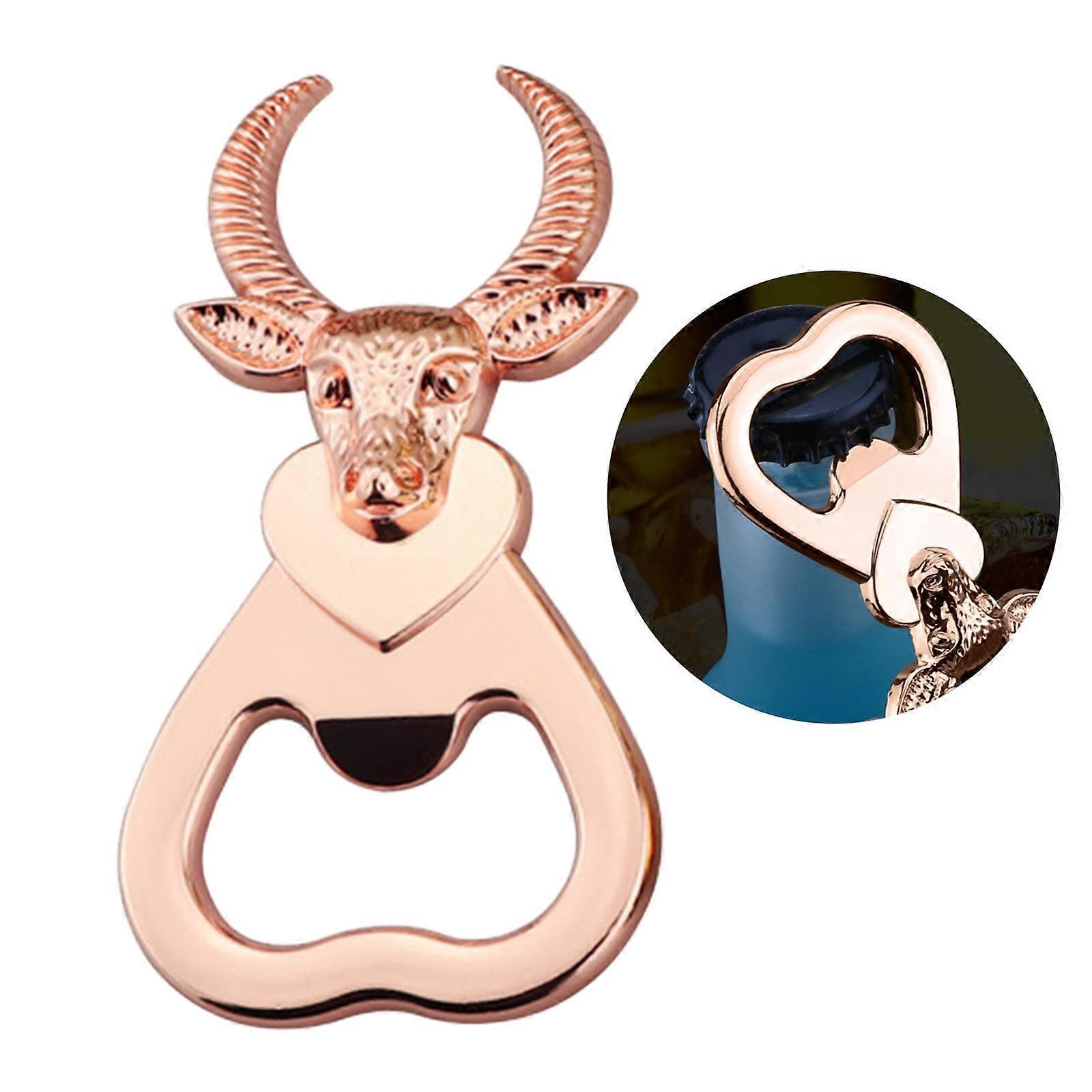 Uclet Bottle&Can Openers Bull's Head Easily Open The Bottle Cap Tool Refrigerator Sticker Alloy Beer Bottle Opening Tool