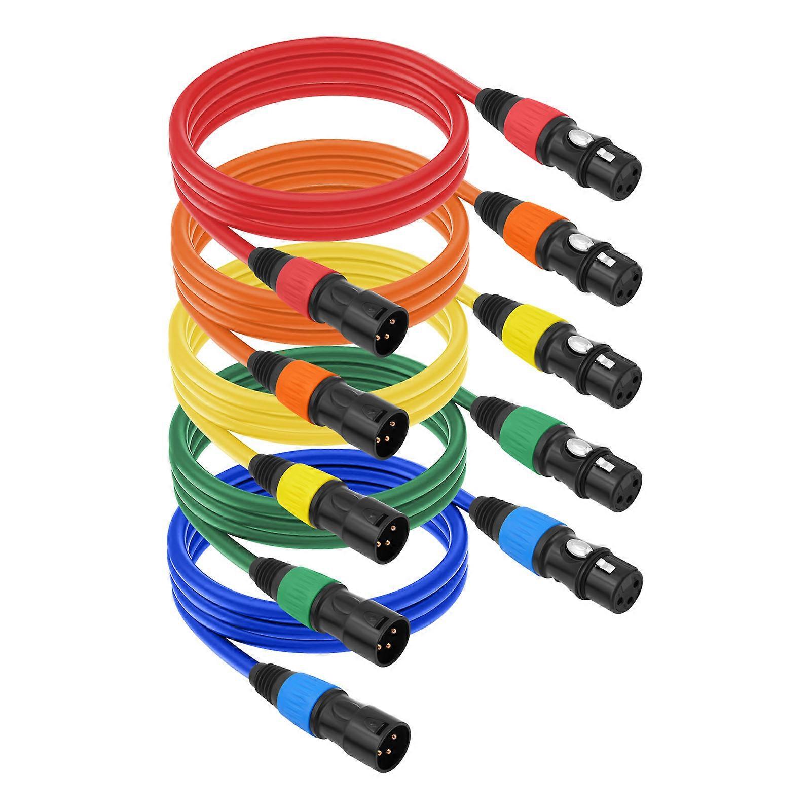 Set Of 5 Quality Microphone Cable Balanced Patches Cables For Studio Recording And Live Sound Male to Female Cord Multicolor