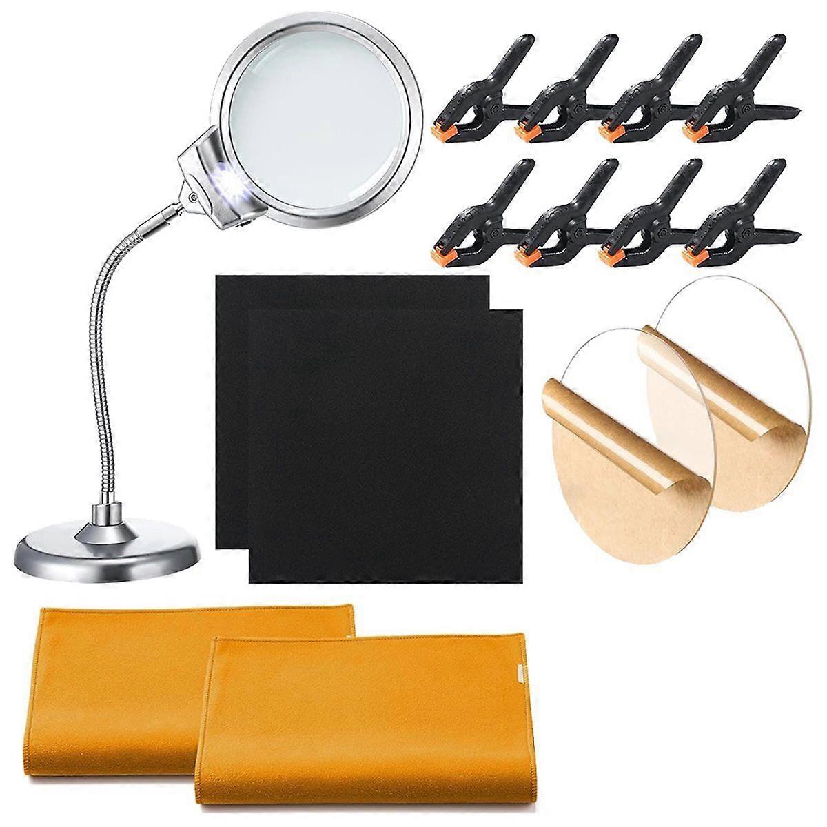 Sports Cards Grading Kit Card Grading Centering Tool Flattening Kit, LED Magnifying Table Lamp, Cle