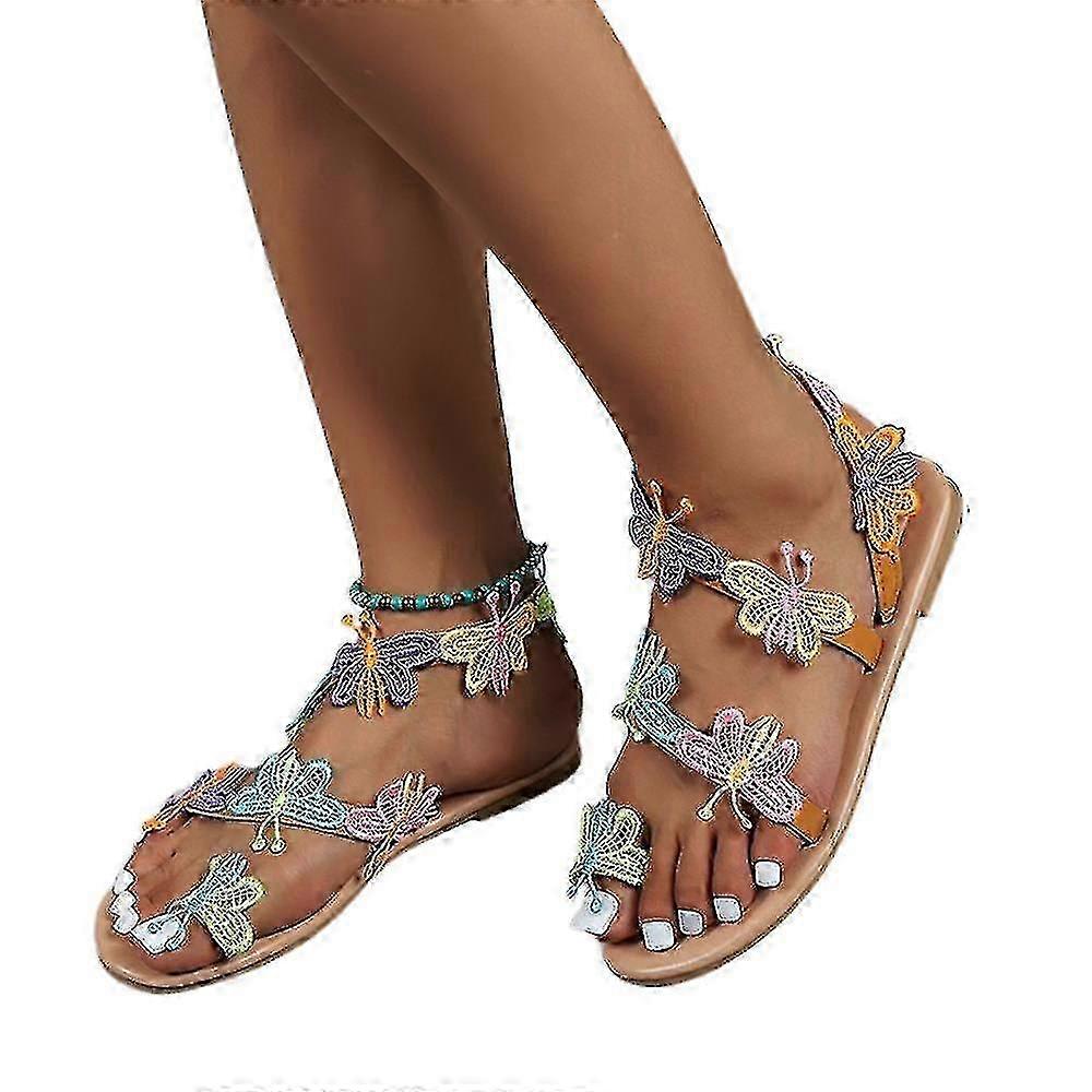 Women's Gladiator Bohemian Flats Sandals Summer Comfortable Open Toe Shoes