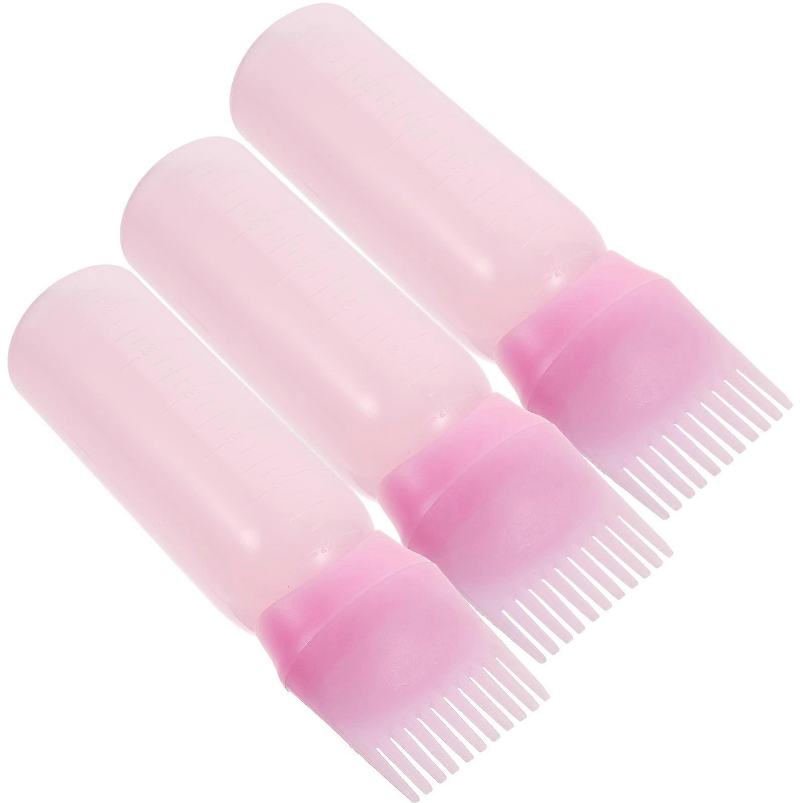 3pcs Comb Applicator Bottle Hair Oiling Dying Applicator Bottle Root Comb Bottle