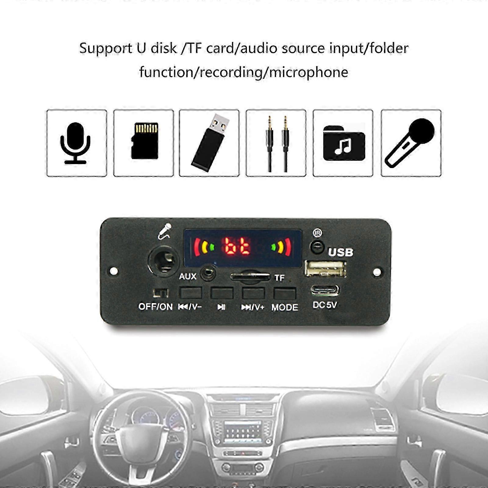 Car MP3 Player Recording Module Wireless Bluetooth-compatible 5.0 Decoding Module Support USB MP3 Decoders Board