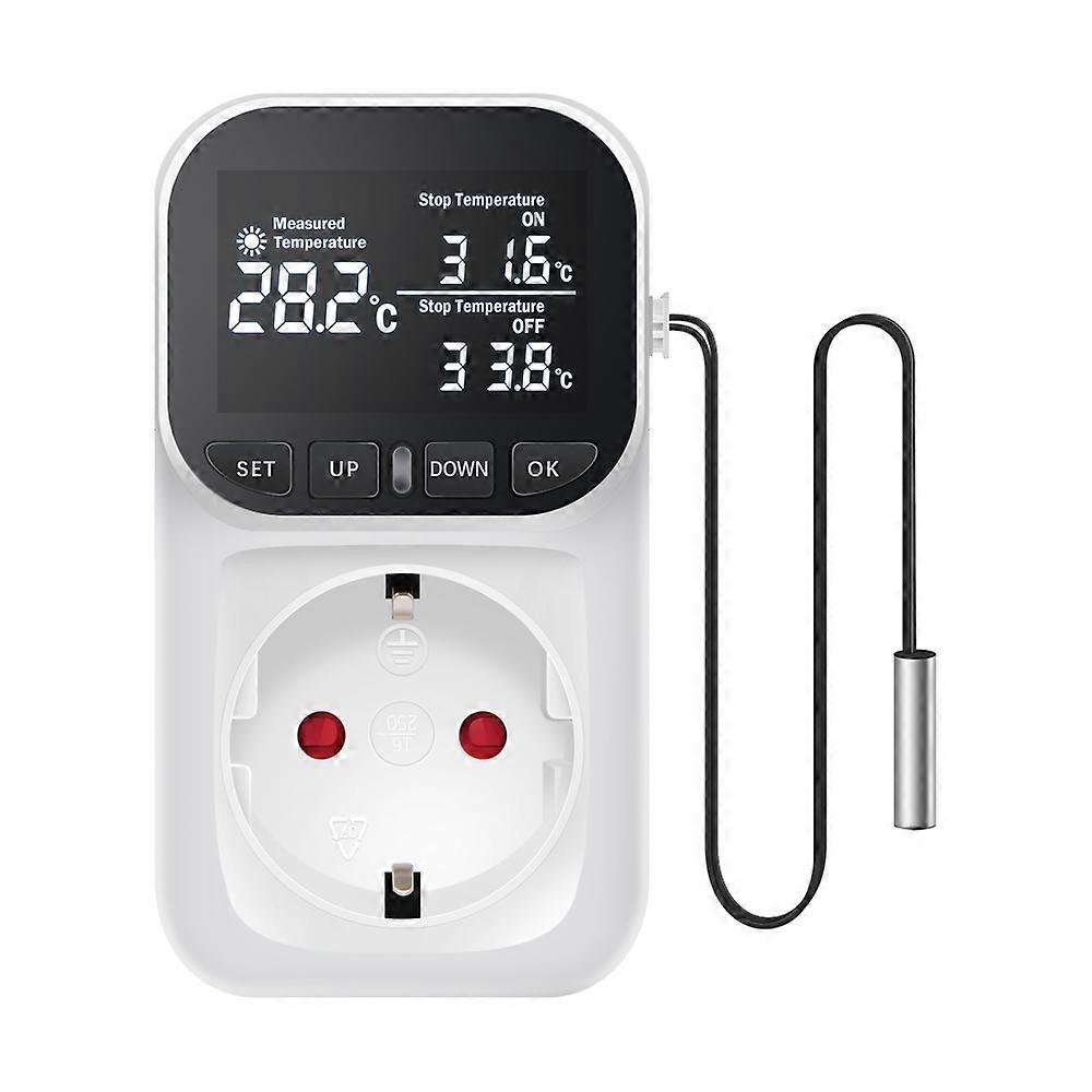 16A 220V Thermostat Digital Temperature Controller Outlet Sensor Socket With Timer Switch Heating Cooling compatible Aquaculture