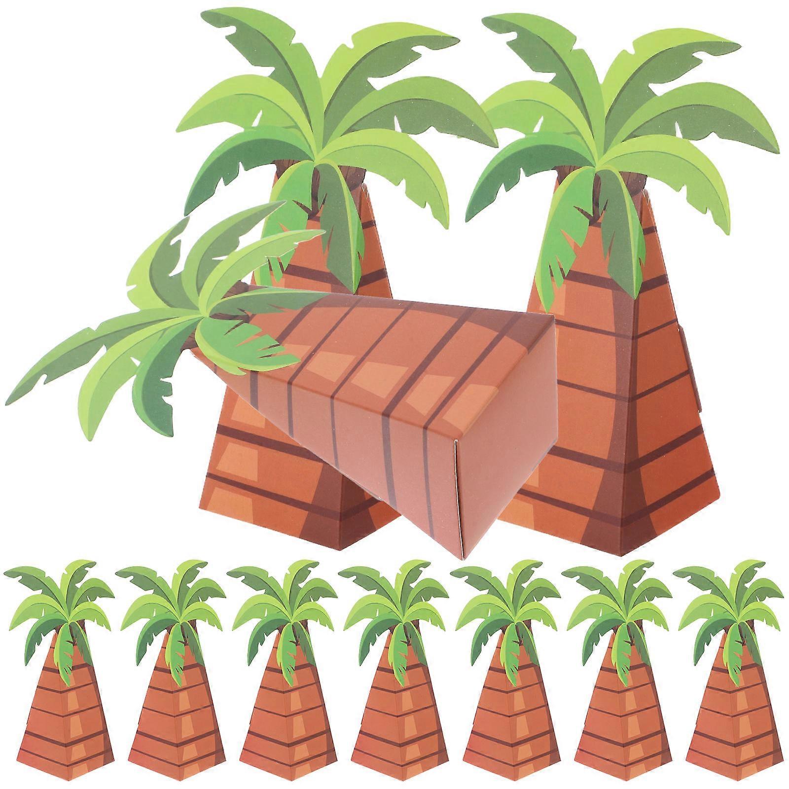 Hawaiian Decorations Boxes Multi Color 10Pcs For Event Organizers Palm Tree Shape Holding Small Treats