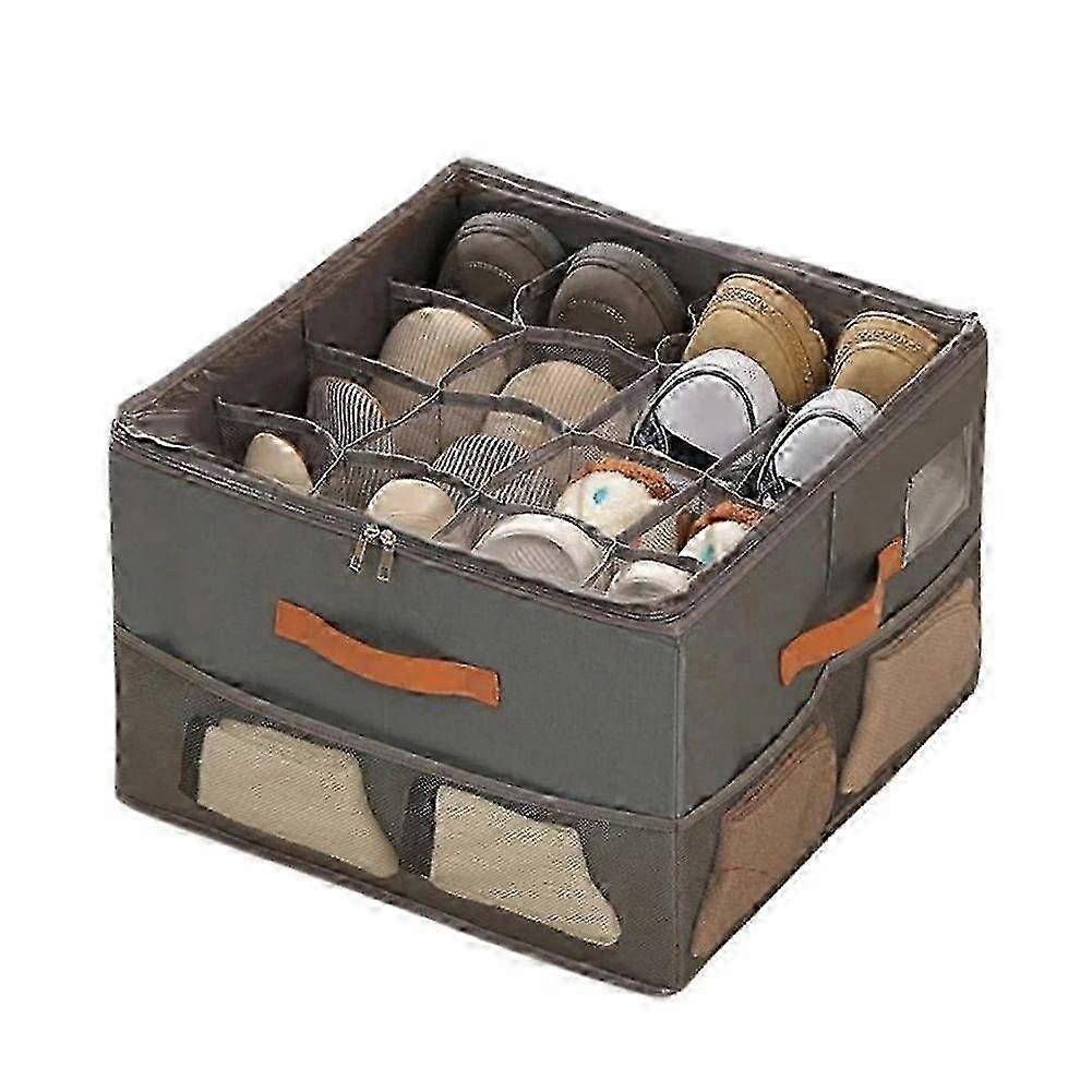 Storage Box for Shoes with Clear Lid, Fabric Organizer Holds 25-26 Pairs