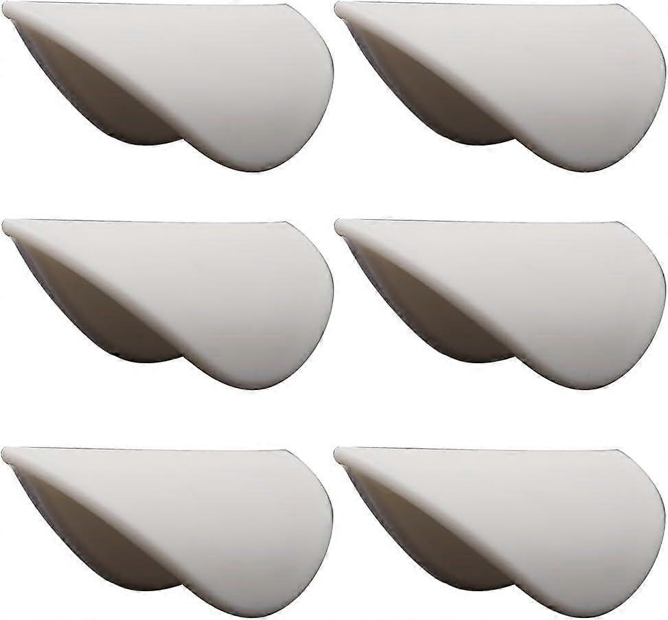 6PCS White Self-Stick Instant Cabinet Handle Pulls Drawer Pull Helper Cabinet Knobs Without Drilling Semi-Circular Vanity Handles for Glass Windows Wa