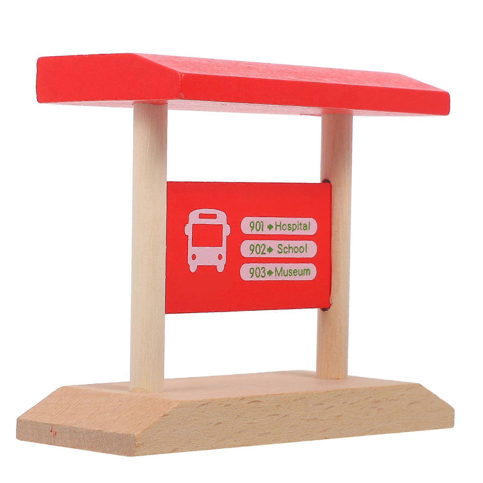 Red Wooden Train Platform Accessory for Kids DIY Model