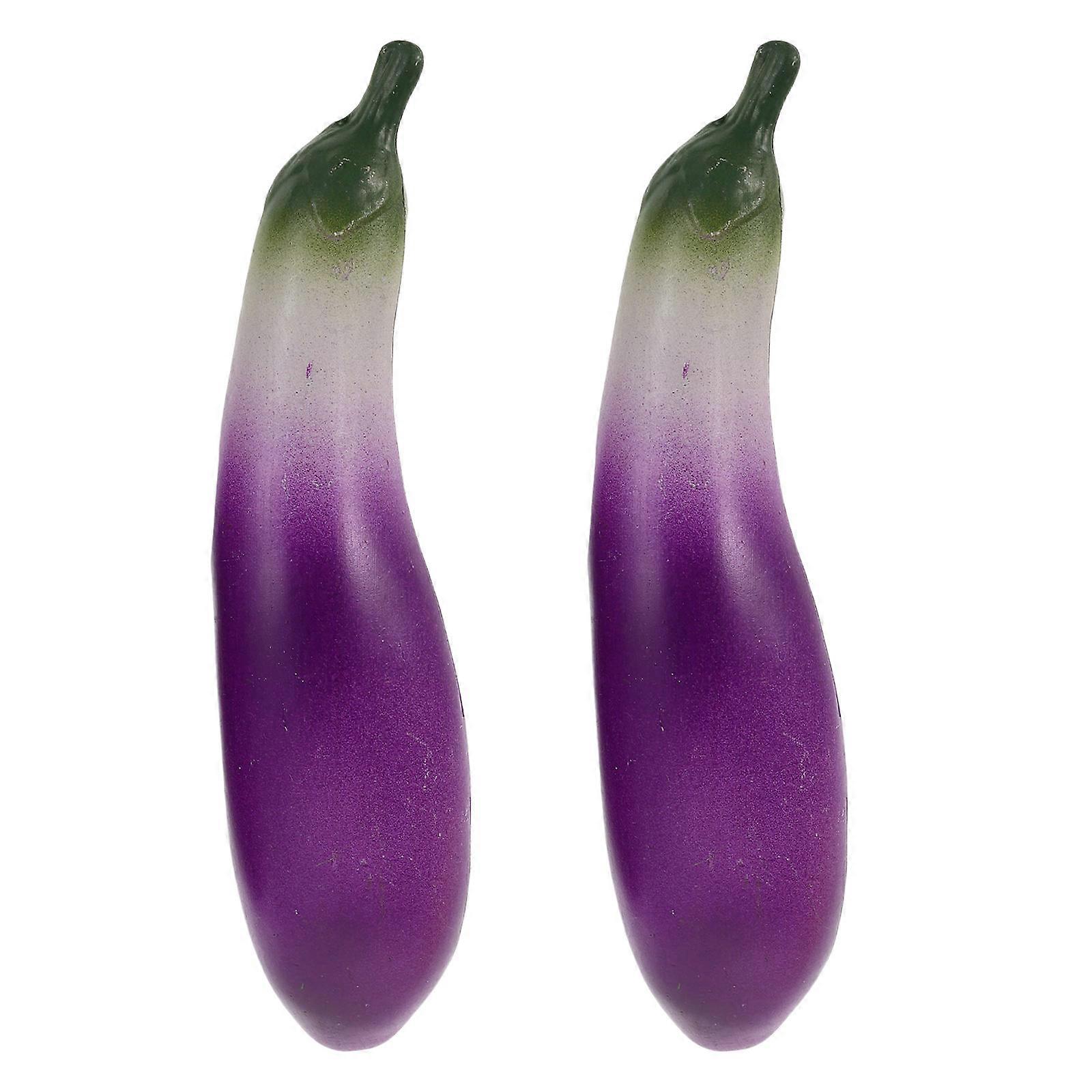 Fake Eggplant Vegetable Decoration Models for Display 2Pcs Realistic Plastic
