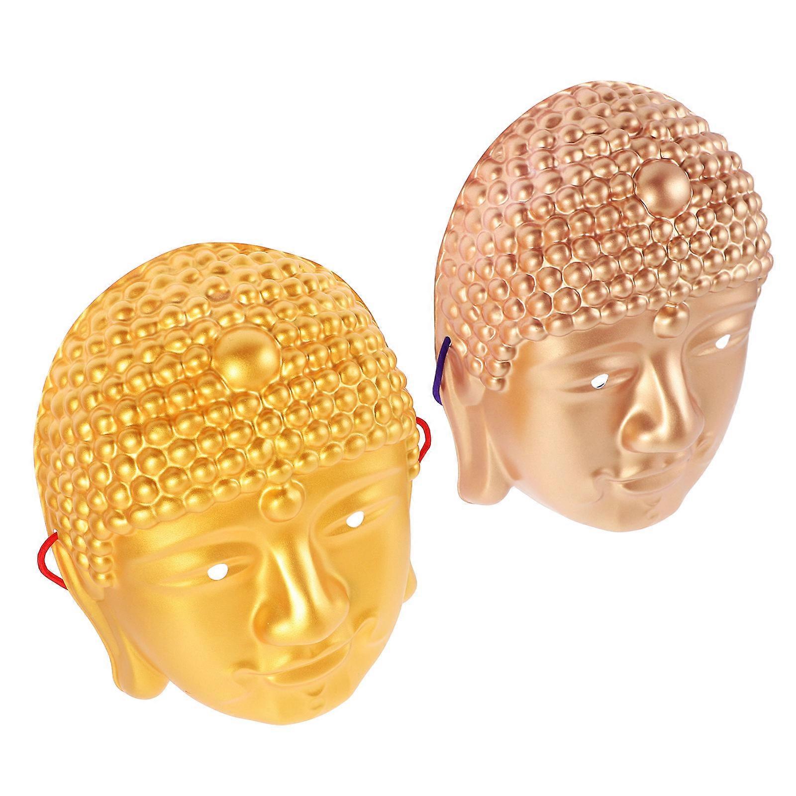 Buddha Head Full Face Masks for Party 2Pcs Assorted Color Plastic