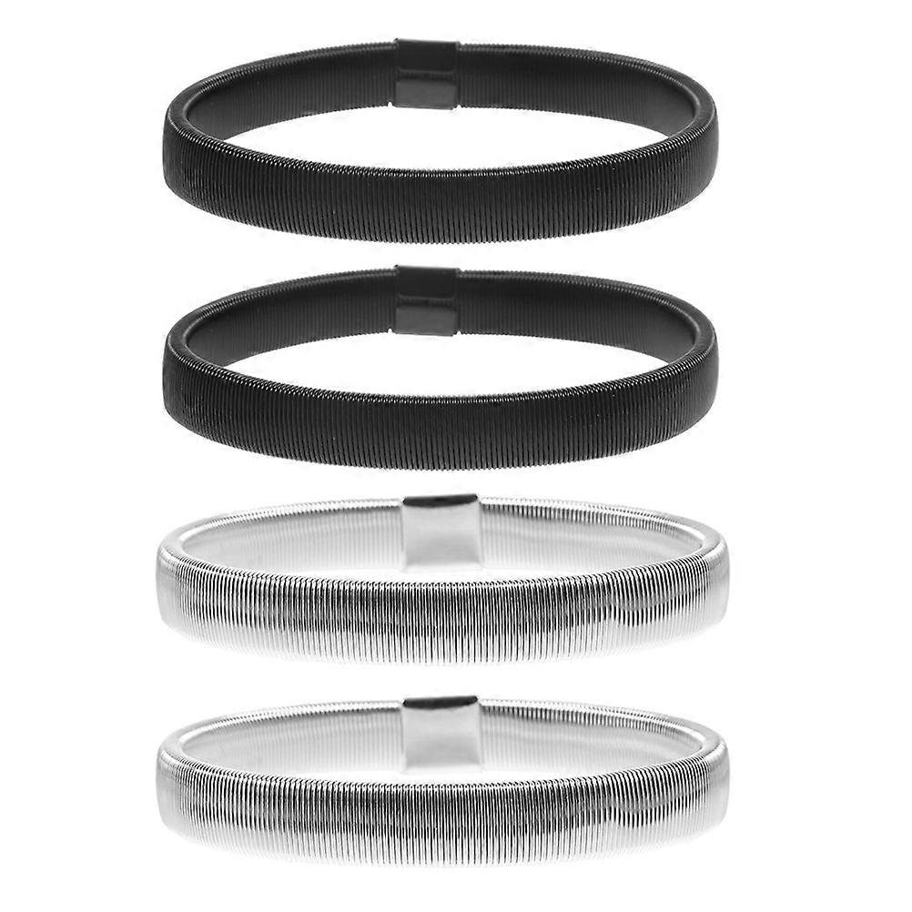 Metal Elastic Arm Bands for Men with Non-Slip Holders 4Pcs Versatile Use