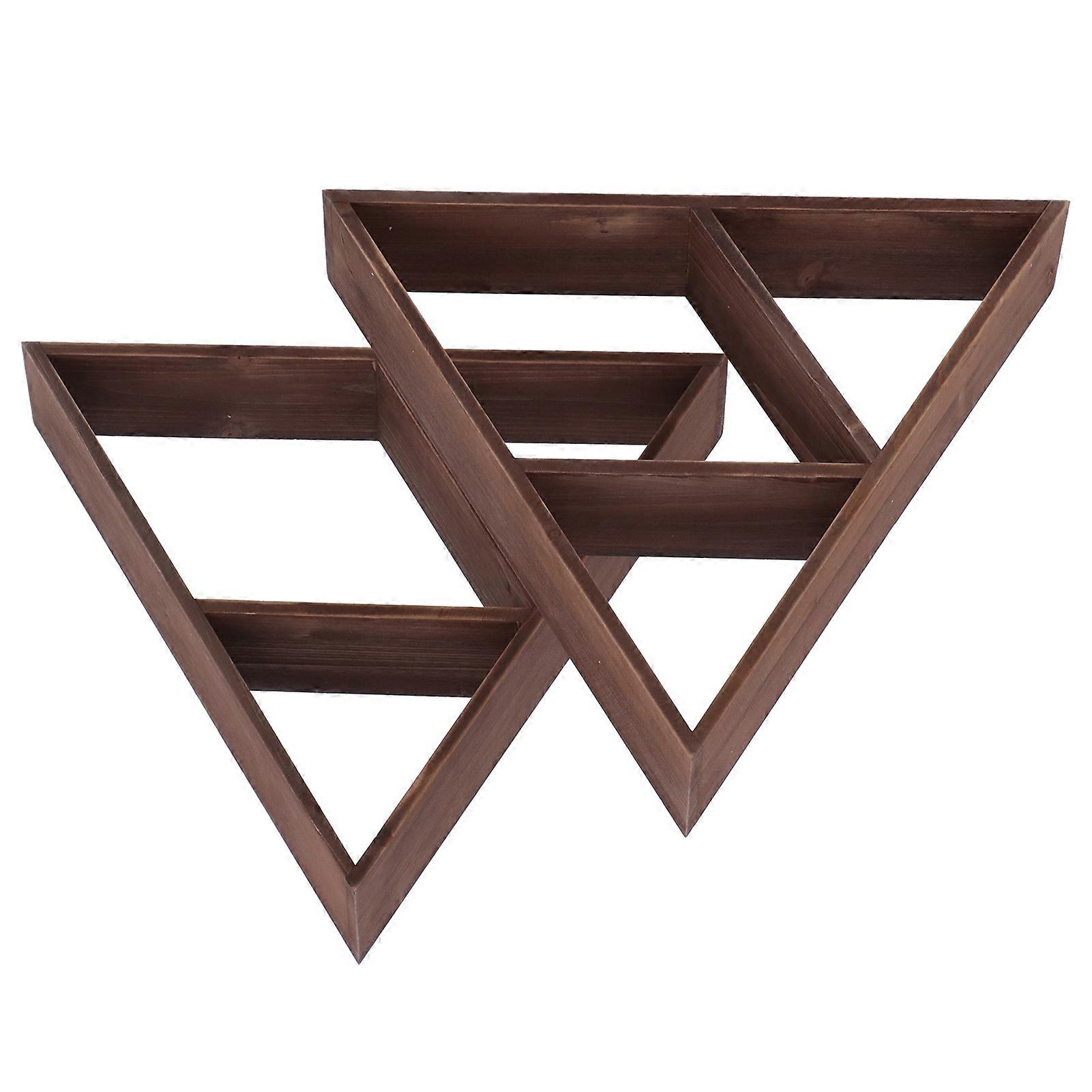 2Pcs Wall Display Rack Triangular Storage Shelf Floating Bookshelf for Living Room