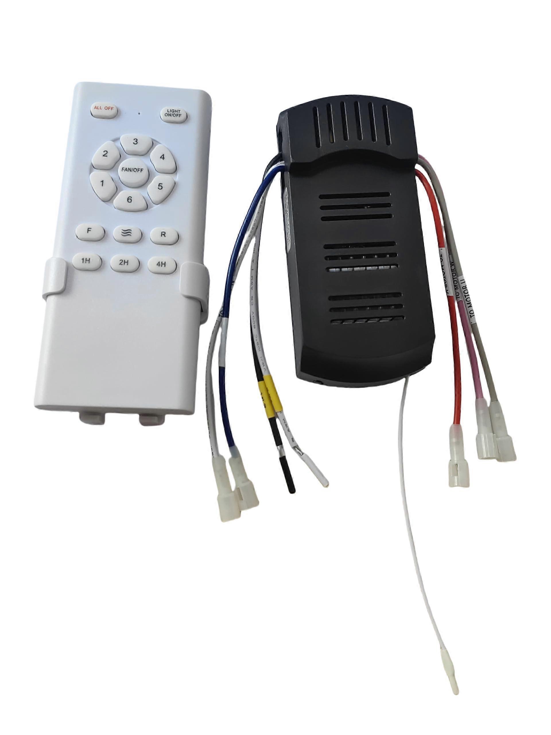 Ceiling Fan Remote Control Kit with Receiver, 6Speed DC Motor, Light Dimmer and Wall Mount Switch