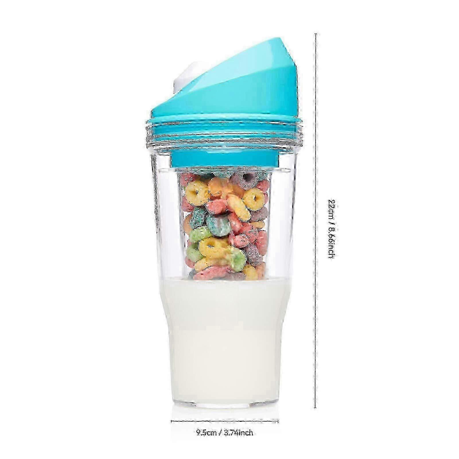 Portable Plastic Cereal Cup for Breakfast On the Go, To Go Cereal and Milk Container, 0 Spoon or Bowl Required White
