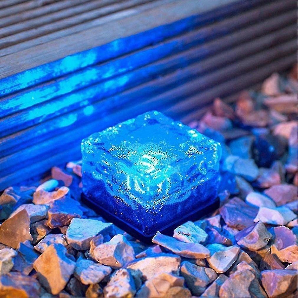 Waterproof Solar Powered Led Rock Light Cube Brick Garden Decorative Light