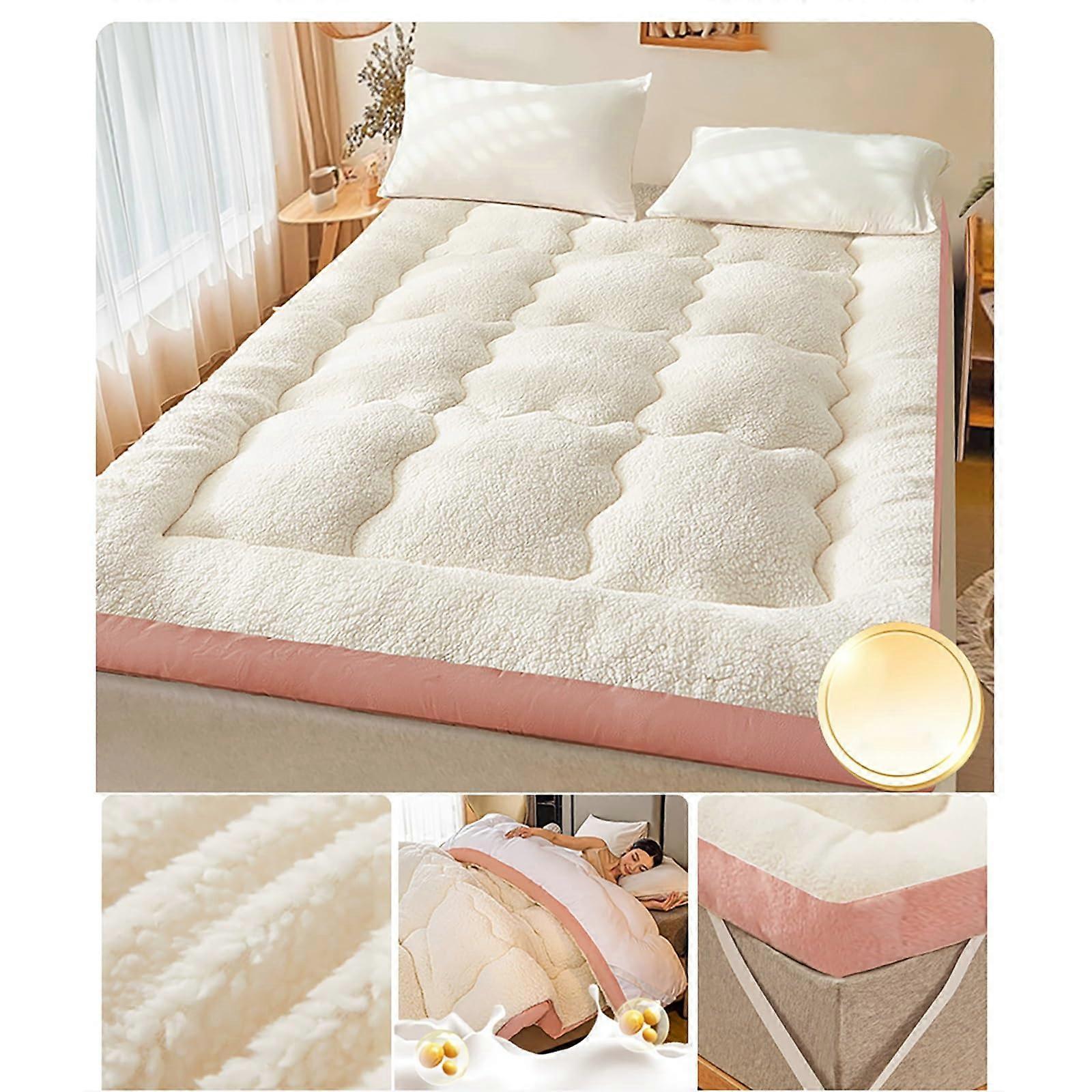 Japanese Futon Mattress Single Double Folding Floor Mattress for Dormitory Guest Bed Pink 35x75in