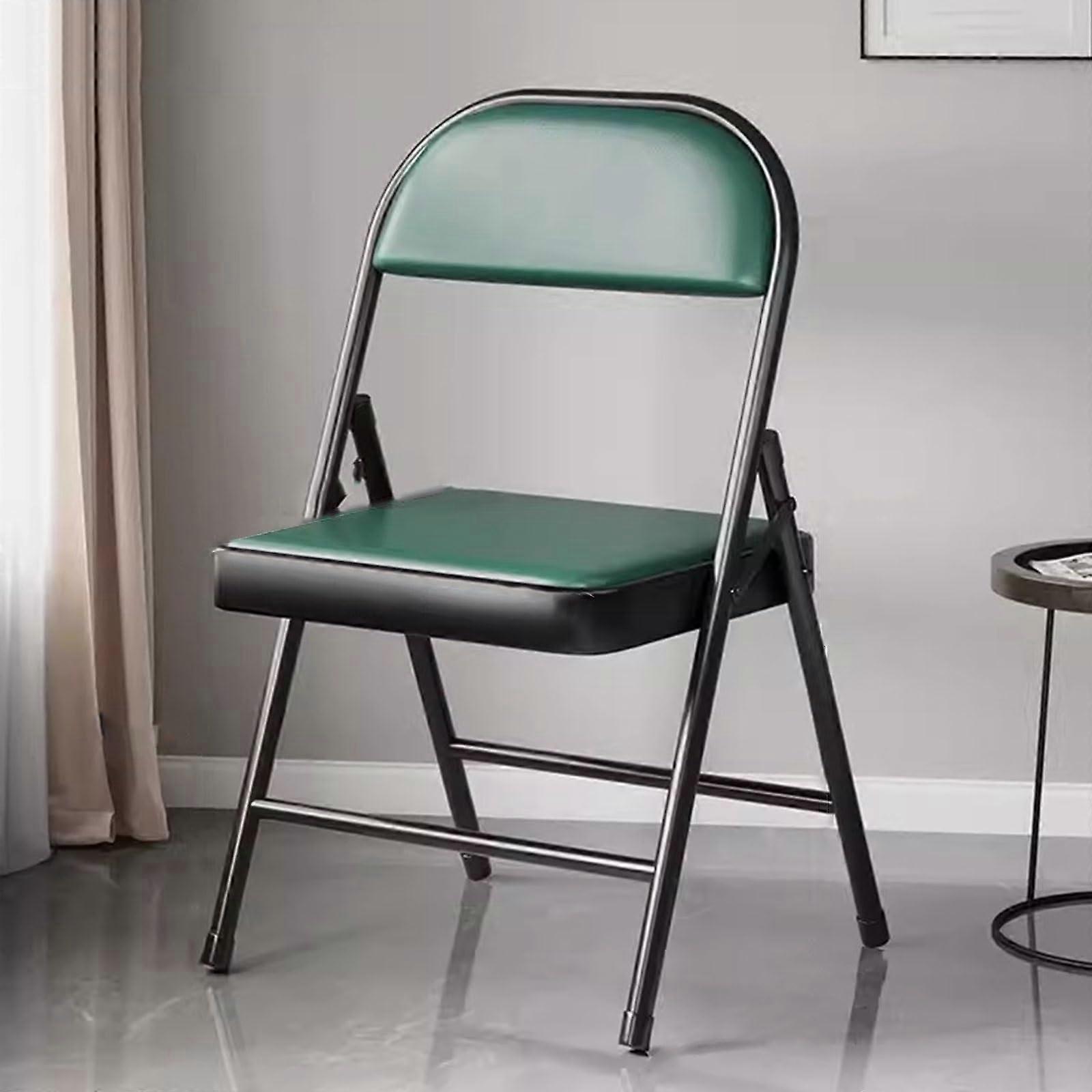Folding Chairs with Padded Seats Ergonomic Back Support Stackable Metal Frame for Events Conference Room Blue Dark Green