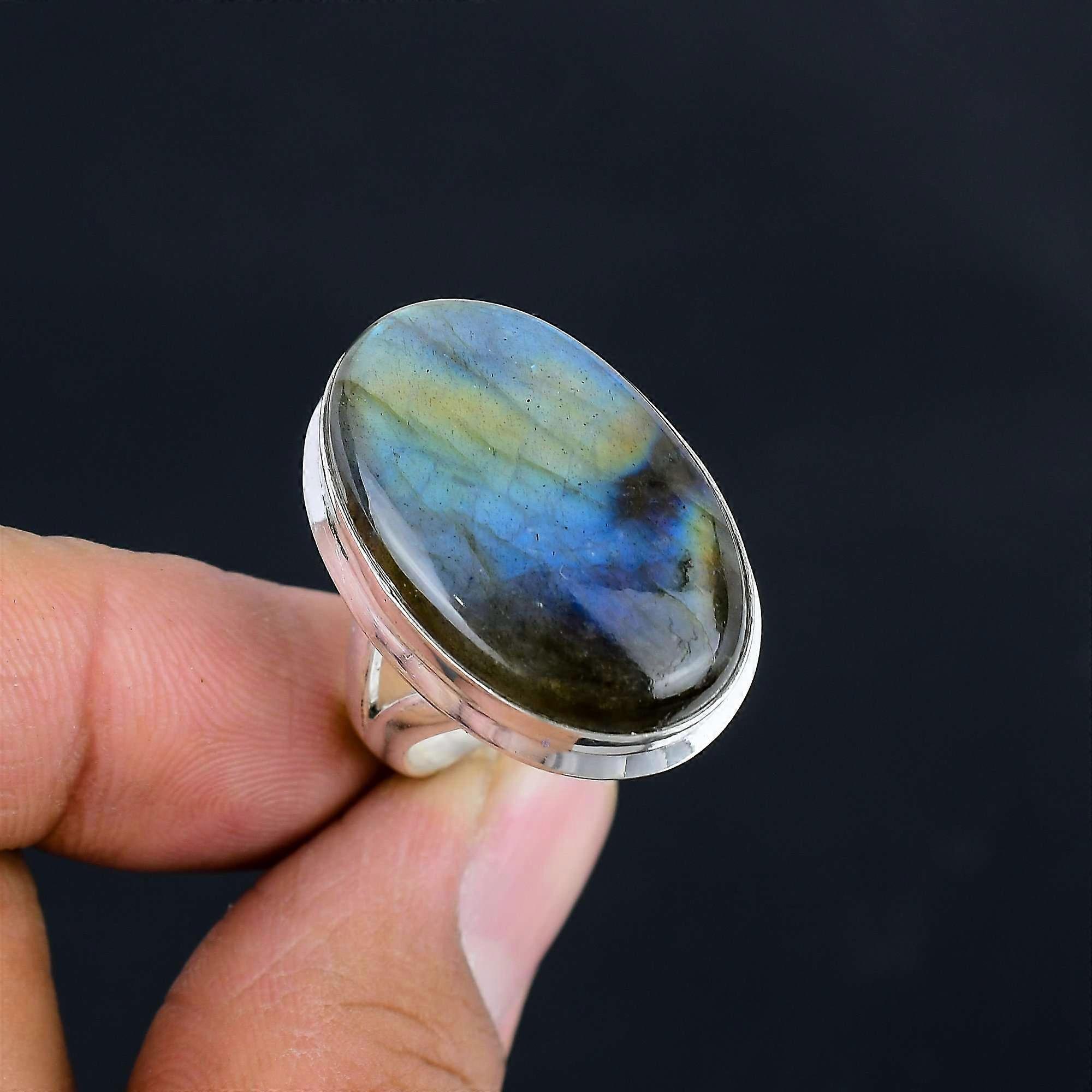 Labradorite Gemstone Ring Solid 925 Sterling Silver Ring Jewelry Gift For Unisex
