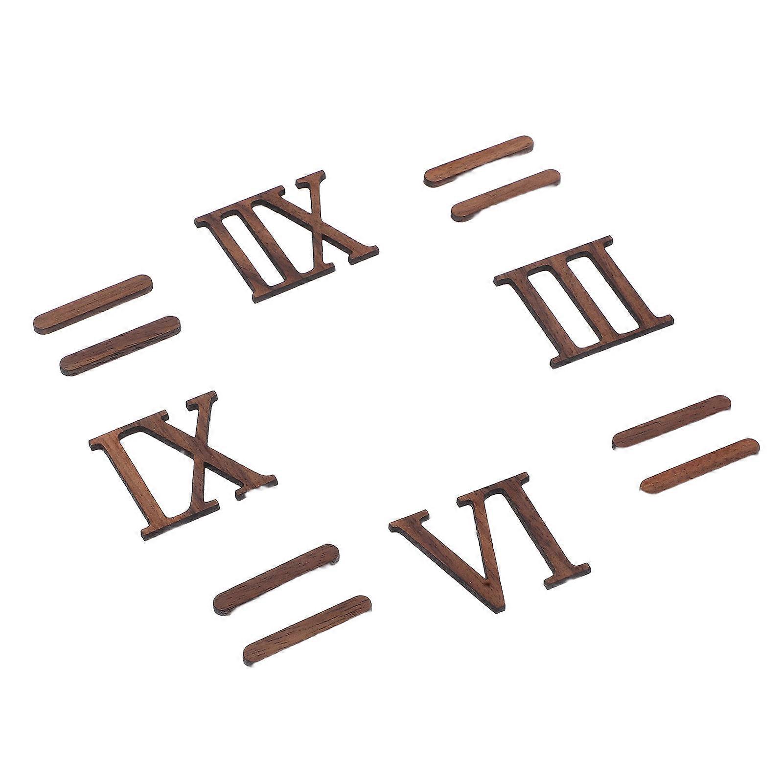 Roman Numerals Clock Wood Numbers for DIY 12Pcs Wall Clock Craft Kit
