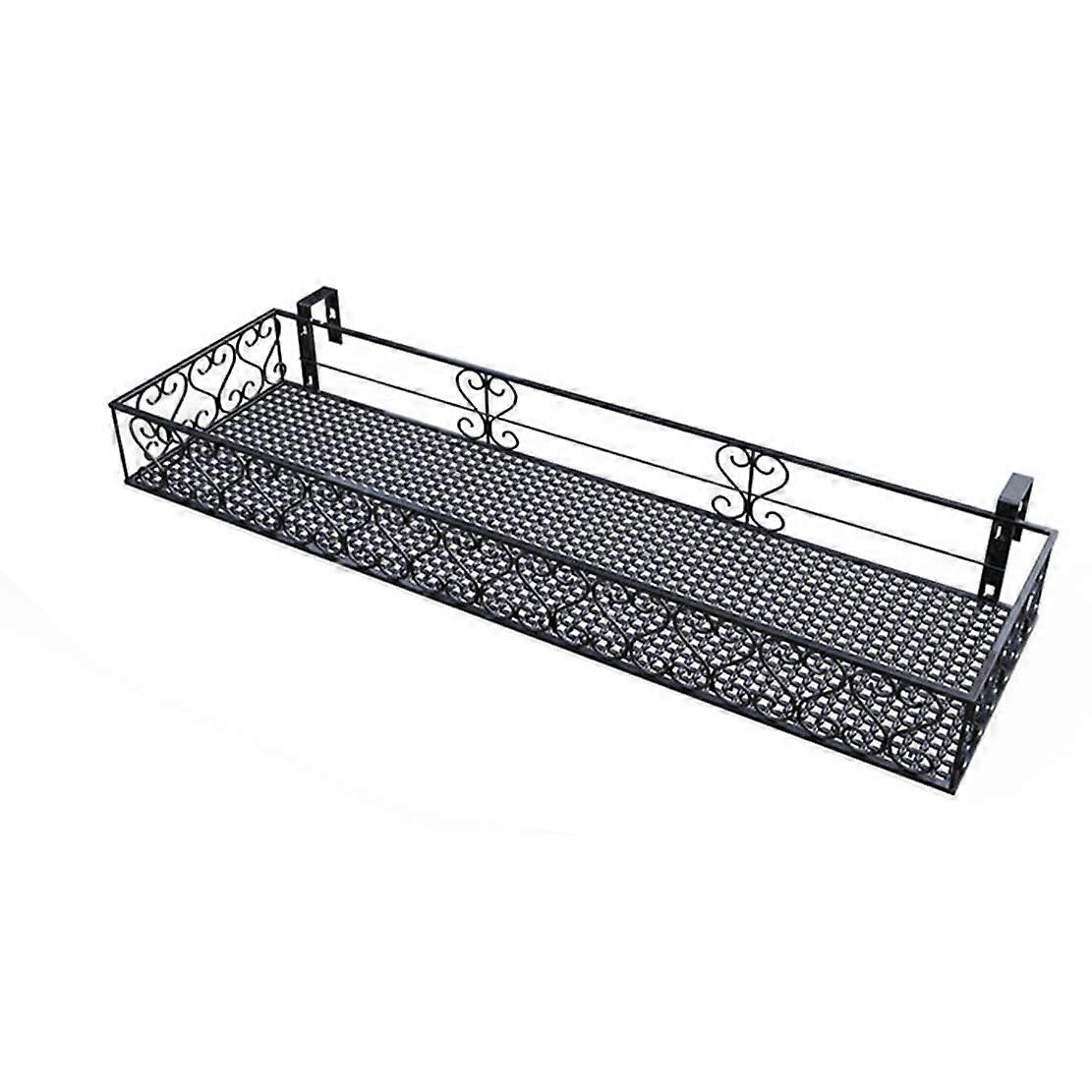 Metal Hanging Planter for Balcony Railing, Rectangular RustResistant Iron Flower Pot Holder 80x20cm