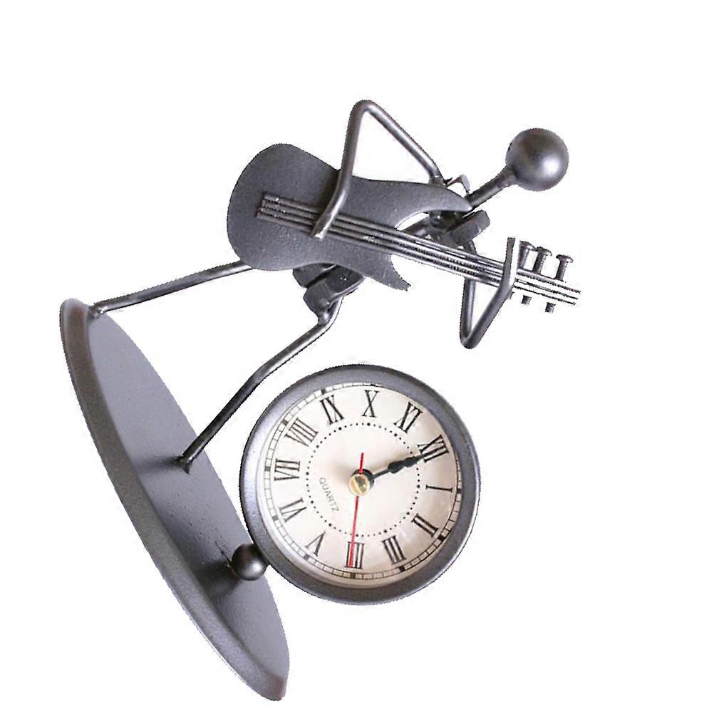 Handmade Crafts Clock with Music Clock Function Metal Figurine Decoration