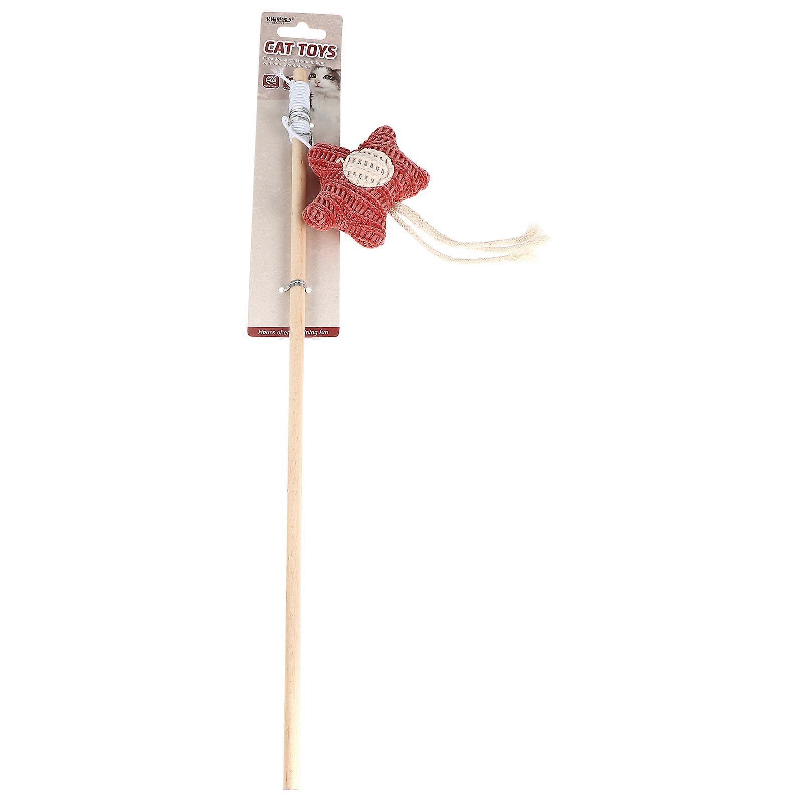 Cat Funny Wooden Teasing Wand for Interactive Kitten Stick