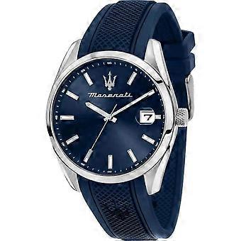 Maserati Attrazione Rubber Strap Blaues Zifferblatt Quarz R8851151005 Herrenuhr
