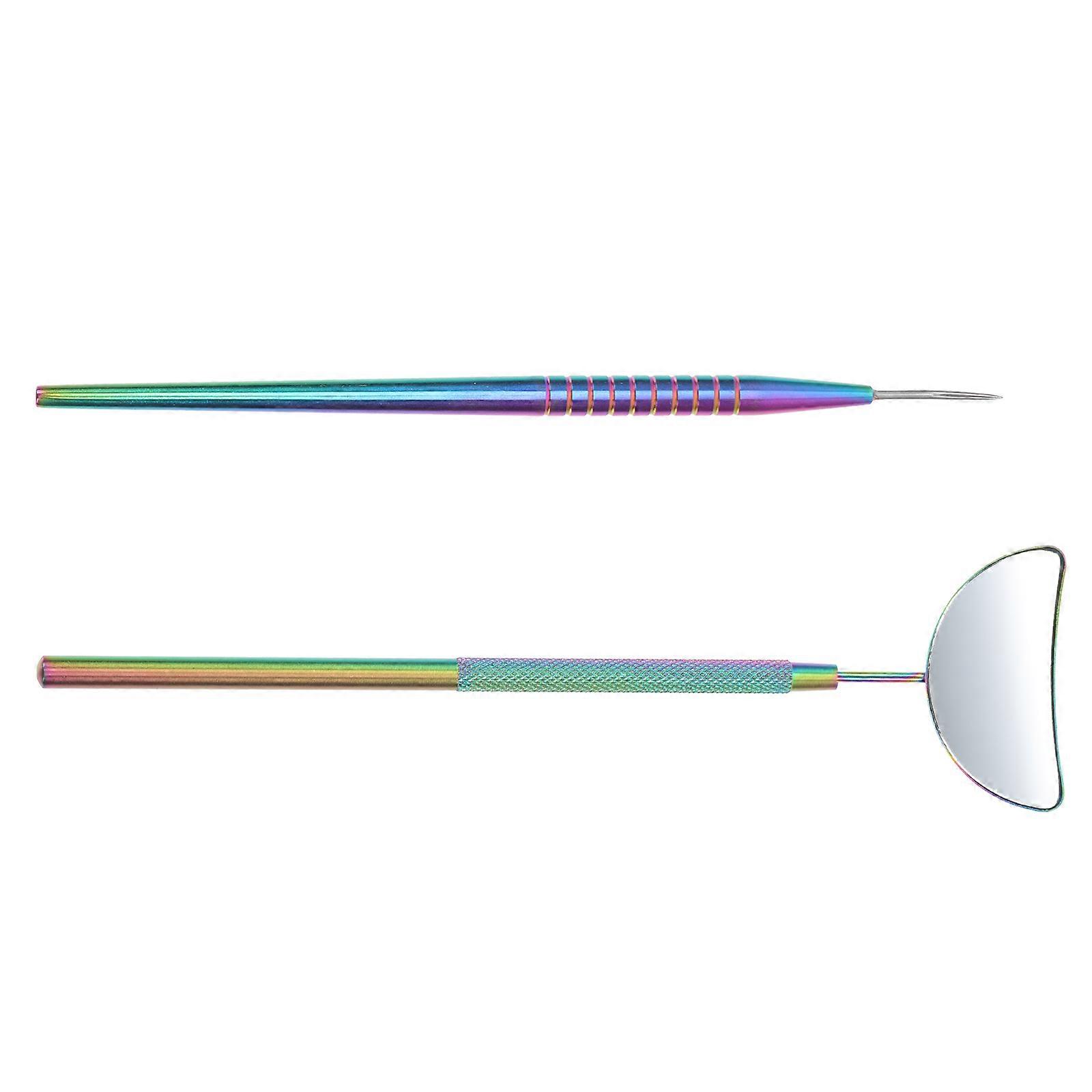 Salon Lash Auxiliary Tool Eyelash Picking Rod Mirror Kit 2Sets