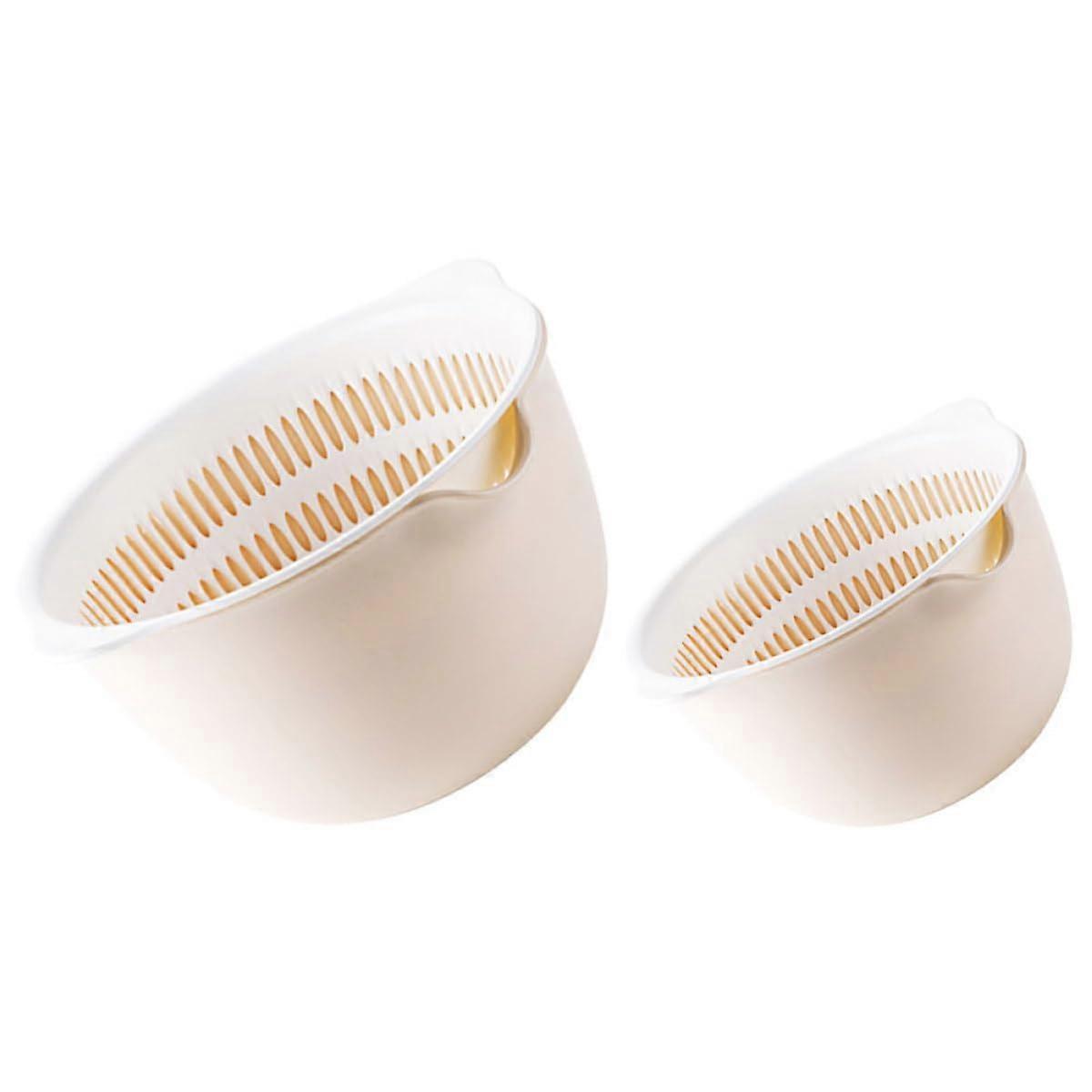 Double Layer Kitchen Strainer Colander Set for Fruit and Vegetable Washing, Fast Drainage, Large and Small Baskets