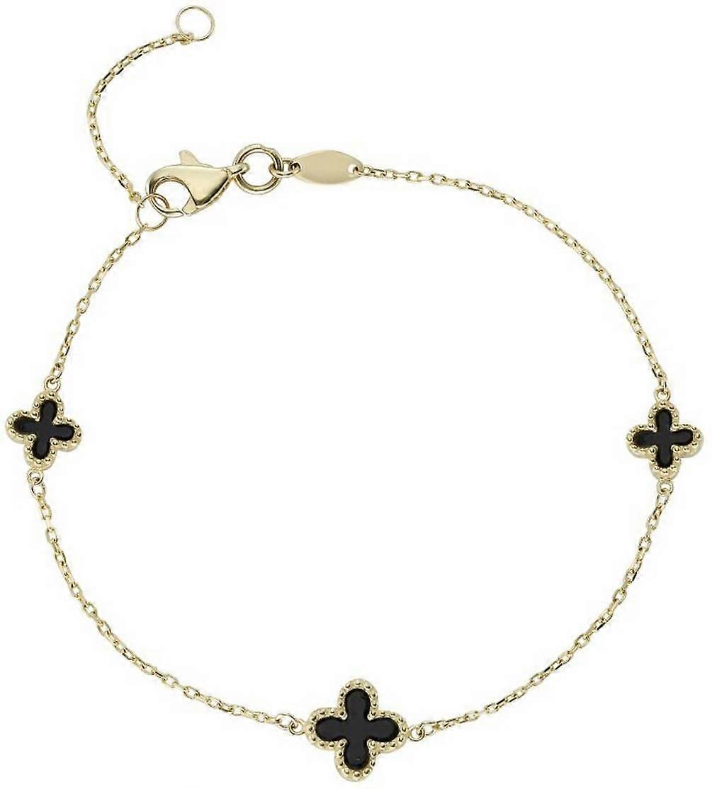 Mark Milton Onyx Cross Bracelet - Yellow Gold/Black