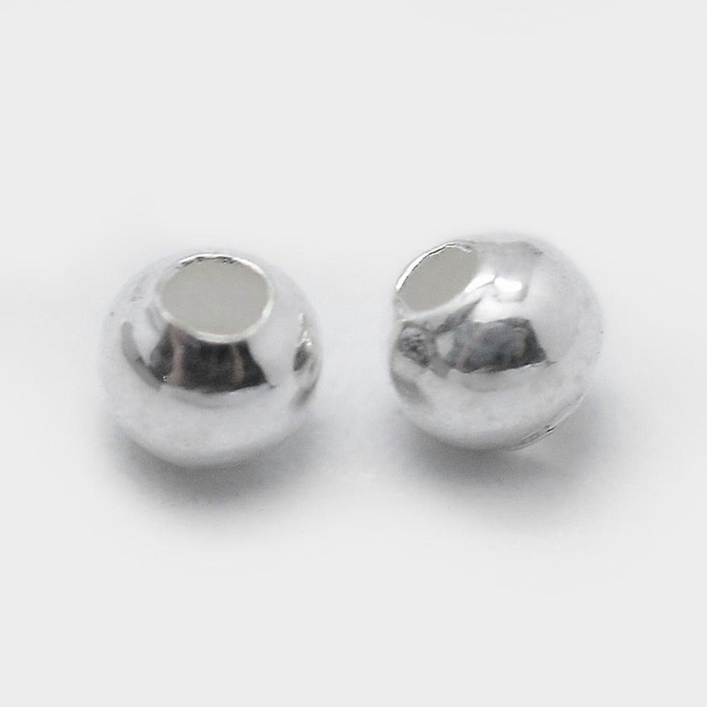 925 Sterling Silver Spacer Beads Round Silver 2mm Hole: 0.7~1mm