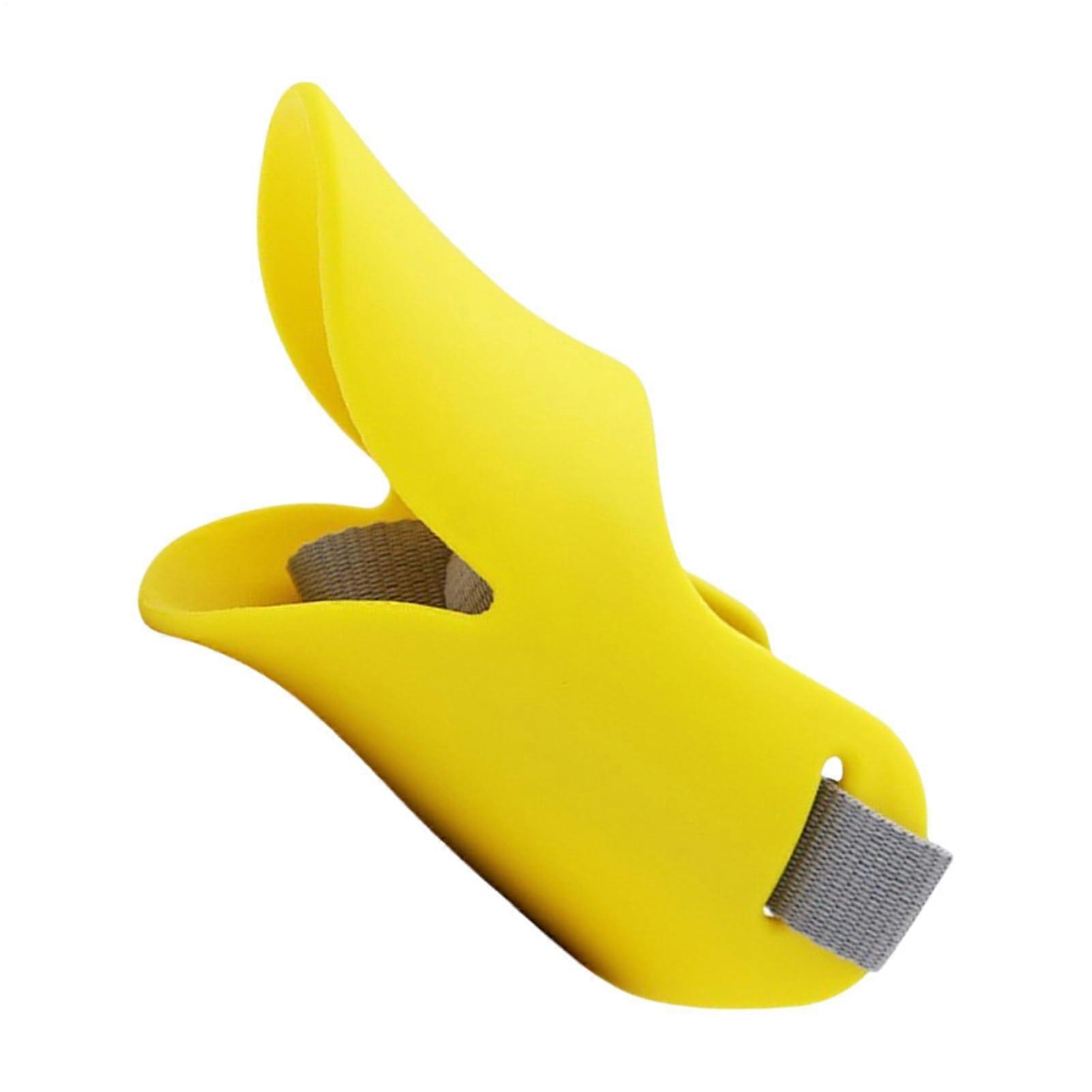 Silicone Dog Muzzle Duck Mouth Adjustable AntiBark Bite Control Breathable for Walking Training Yellow M