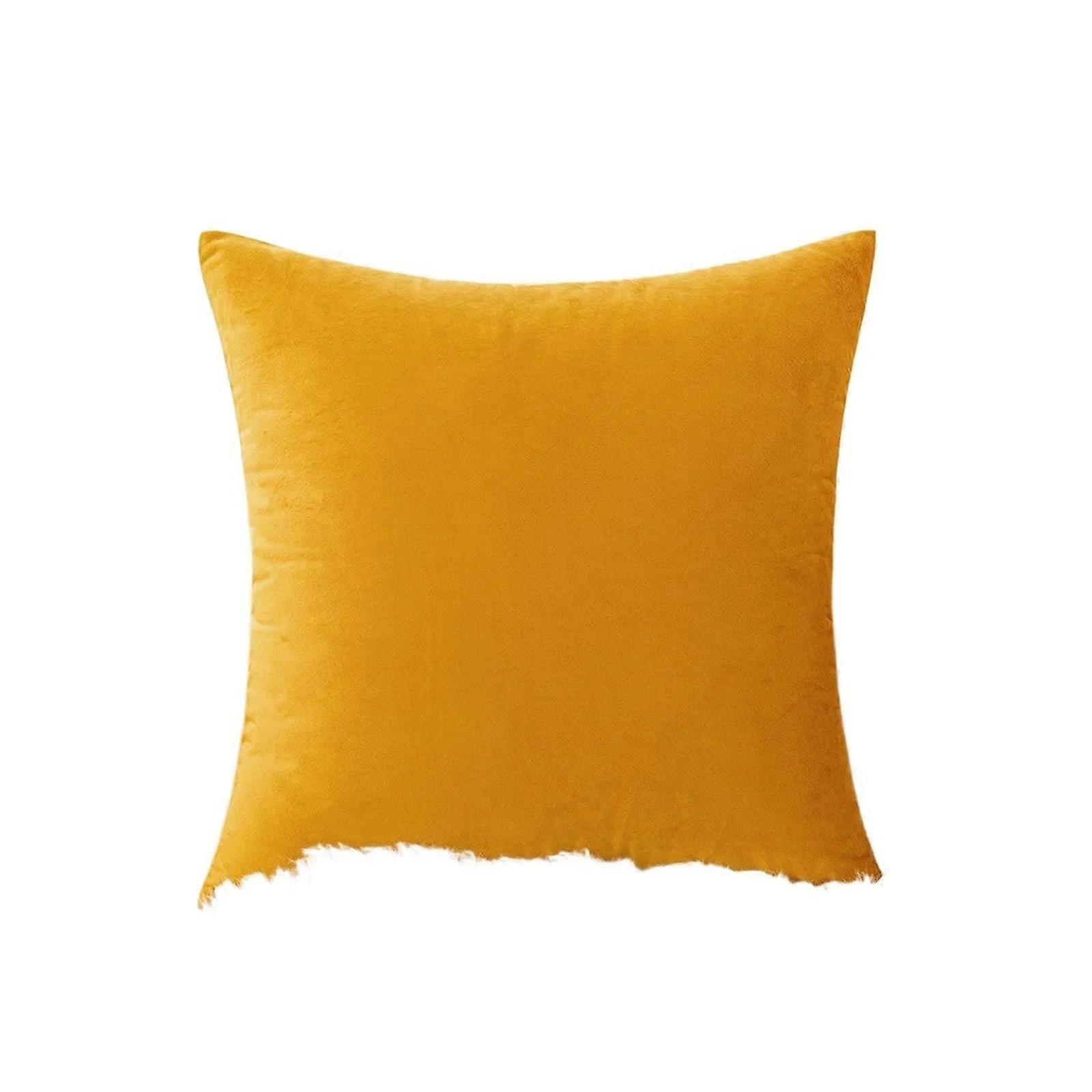 Yellow Throw Pillow Cover Cotton Lumbar Cushion 30x50cm Soft Minimal Solid Design for Sofa