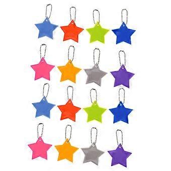 16pcs Reflective Star Keychains Glow in the Dark Safety Pendants for Backpack Bike Running Outdoor