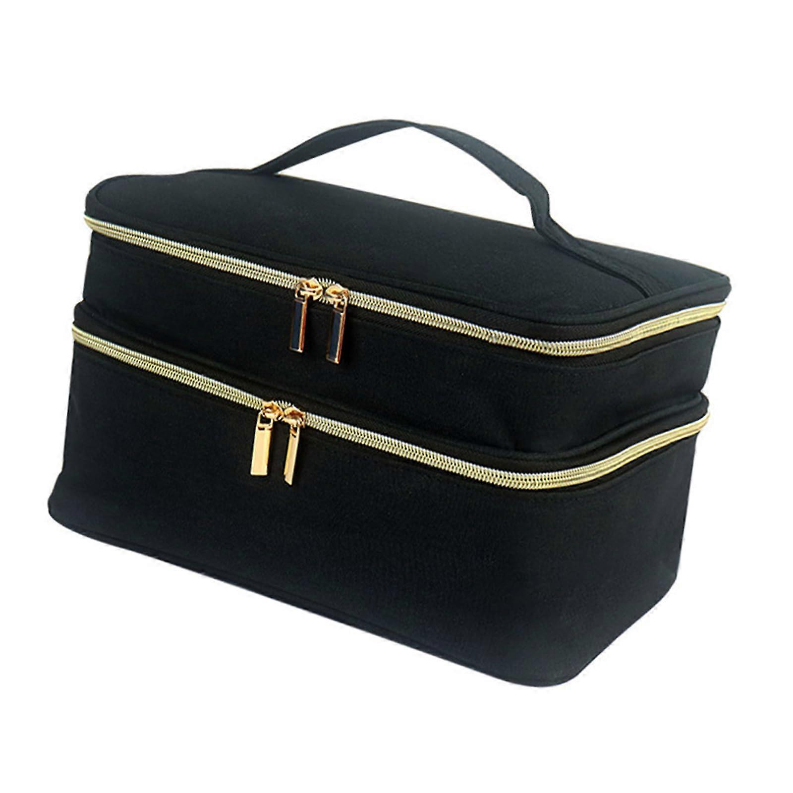 Double Layer Sewing Organizer Bag Black Multi Functional Storage Pouch for Tools and Materials