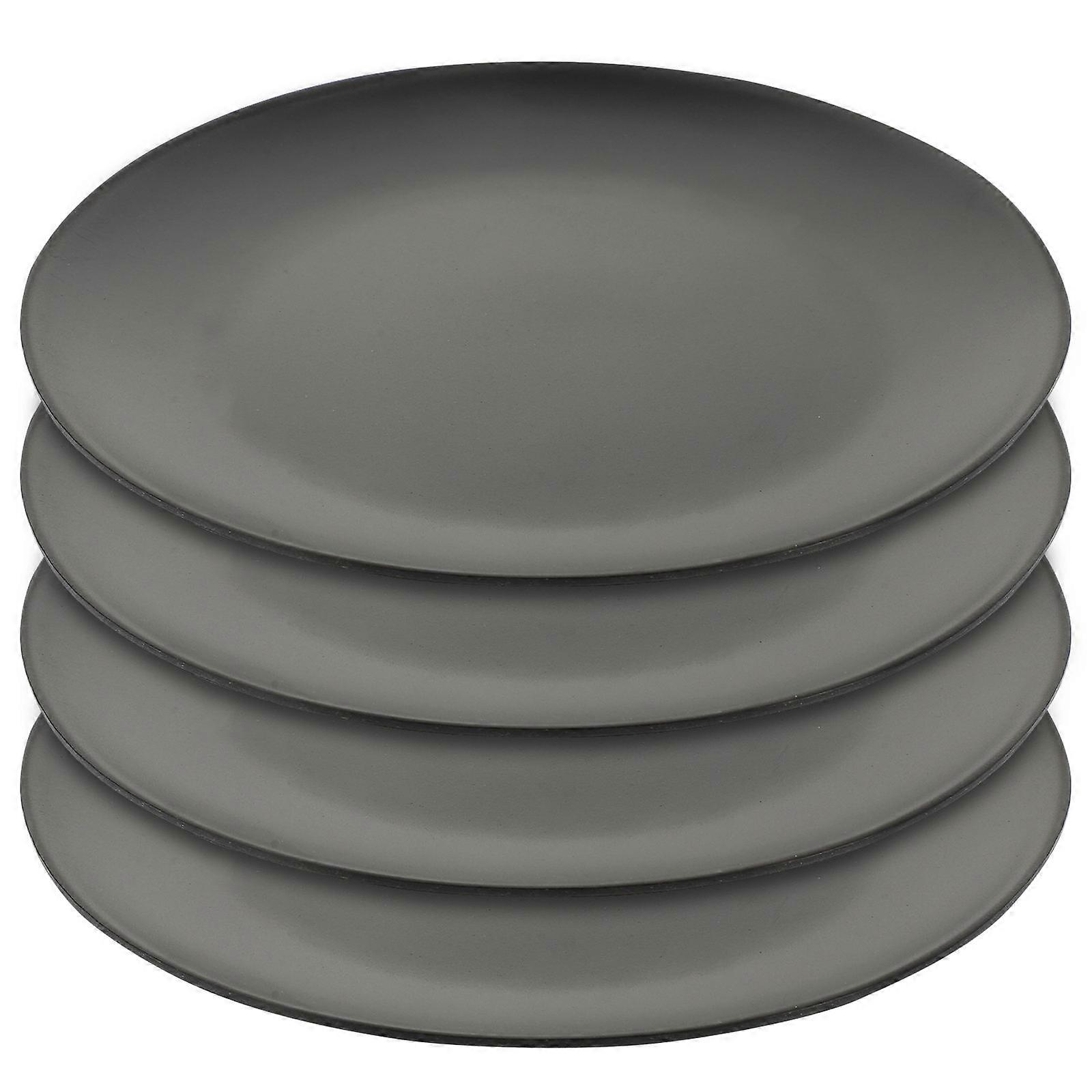 Black Plate for Serving 4Pcs Round Flat Bottom Plates