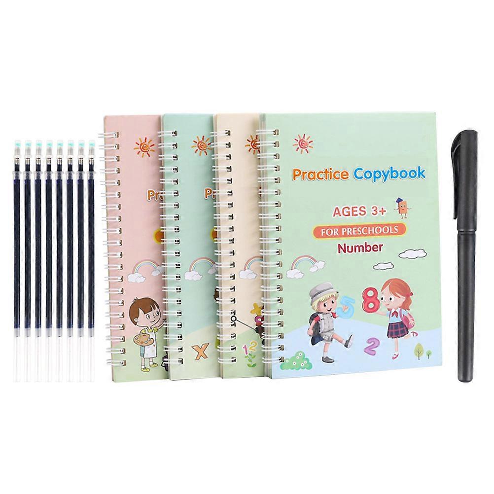 Cursive Grooved Handwriting Books Set Kids English Practice Copybook Rectangular Assorted Color Safety Edges 1Set